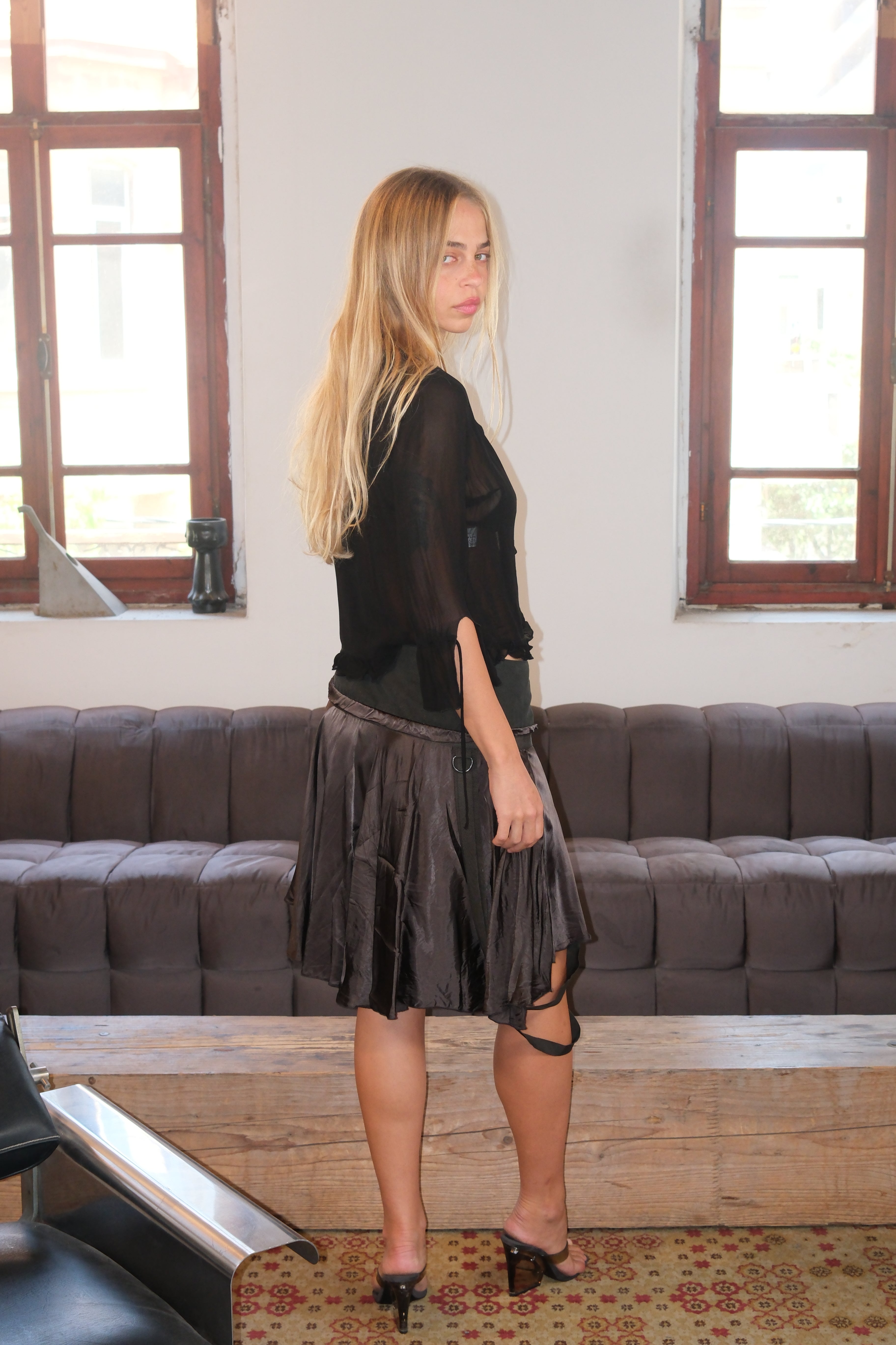 Black Ruffled Top