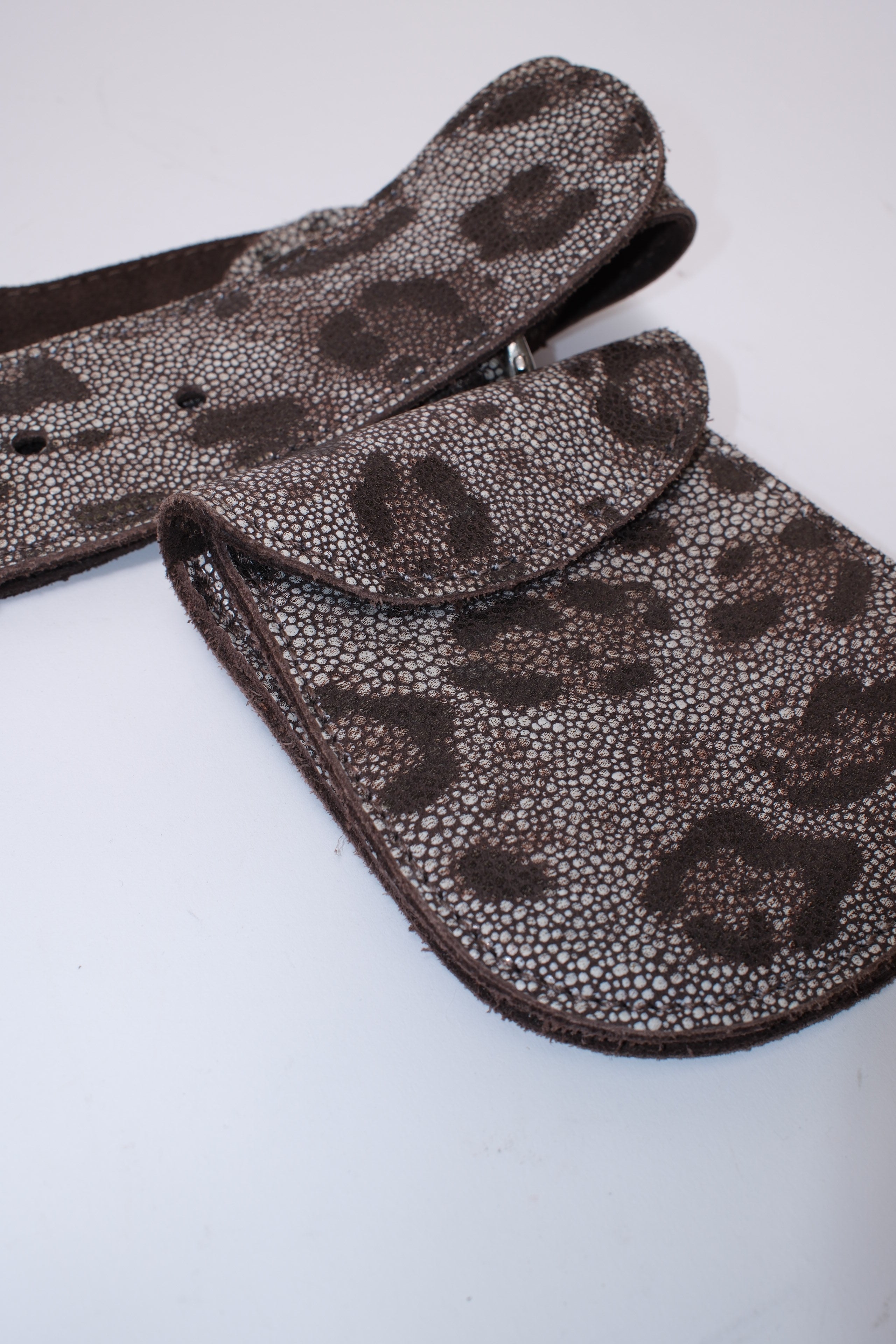 Leopard leather pocket belt
