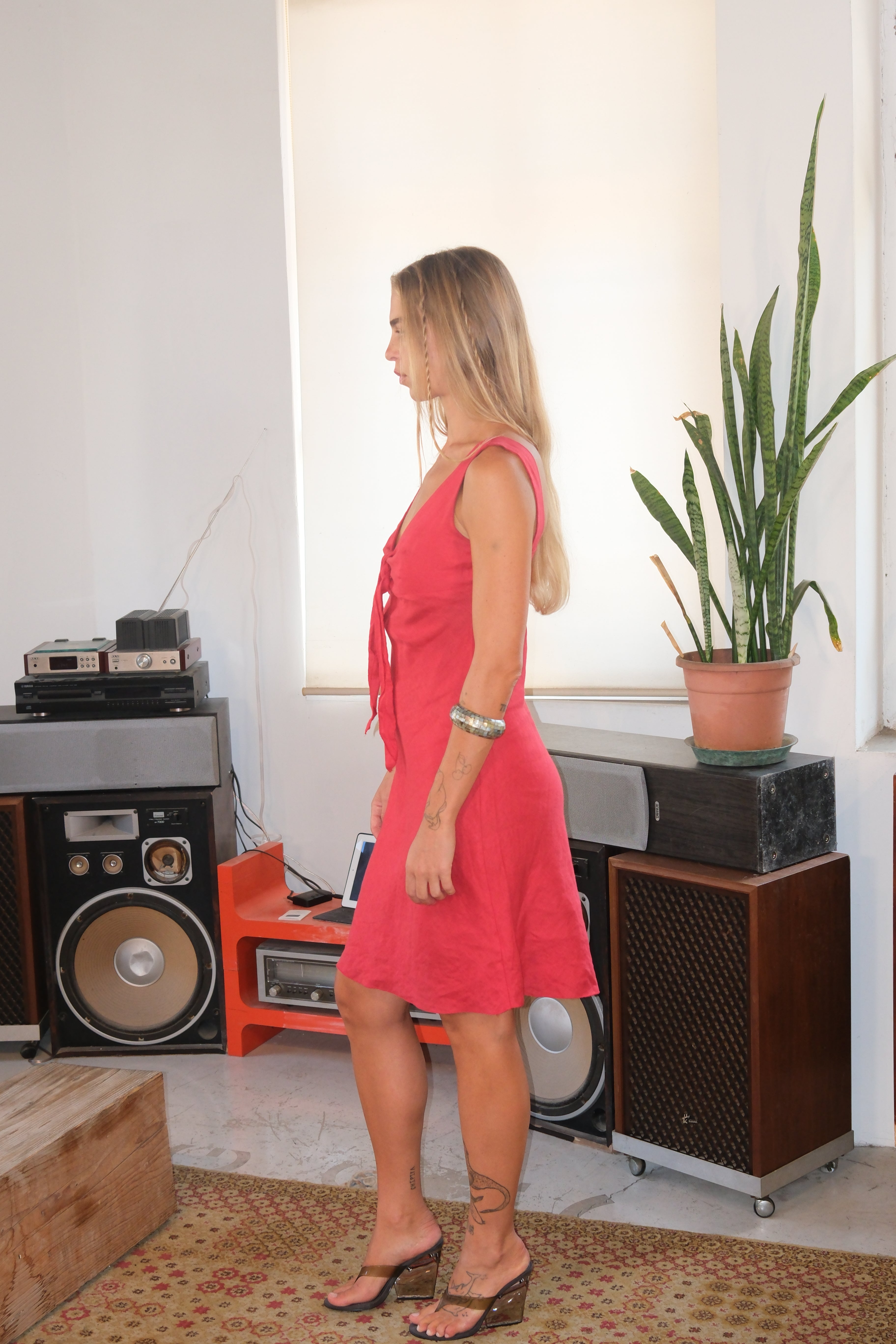 Red Linen Dress