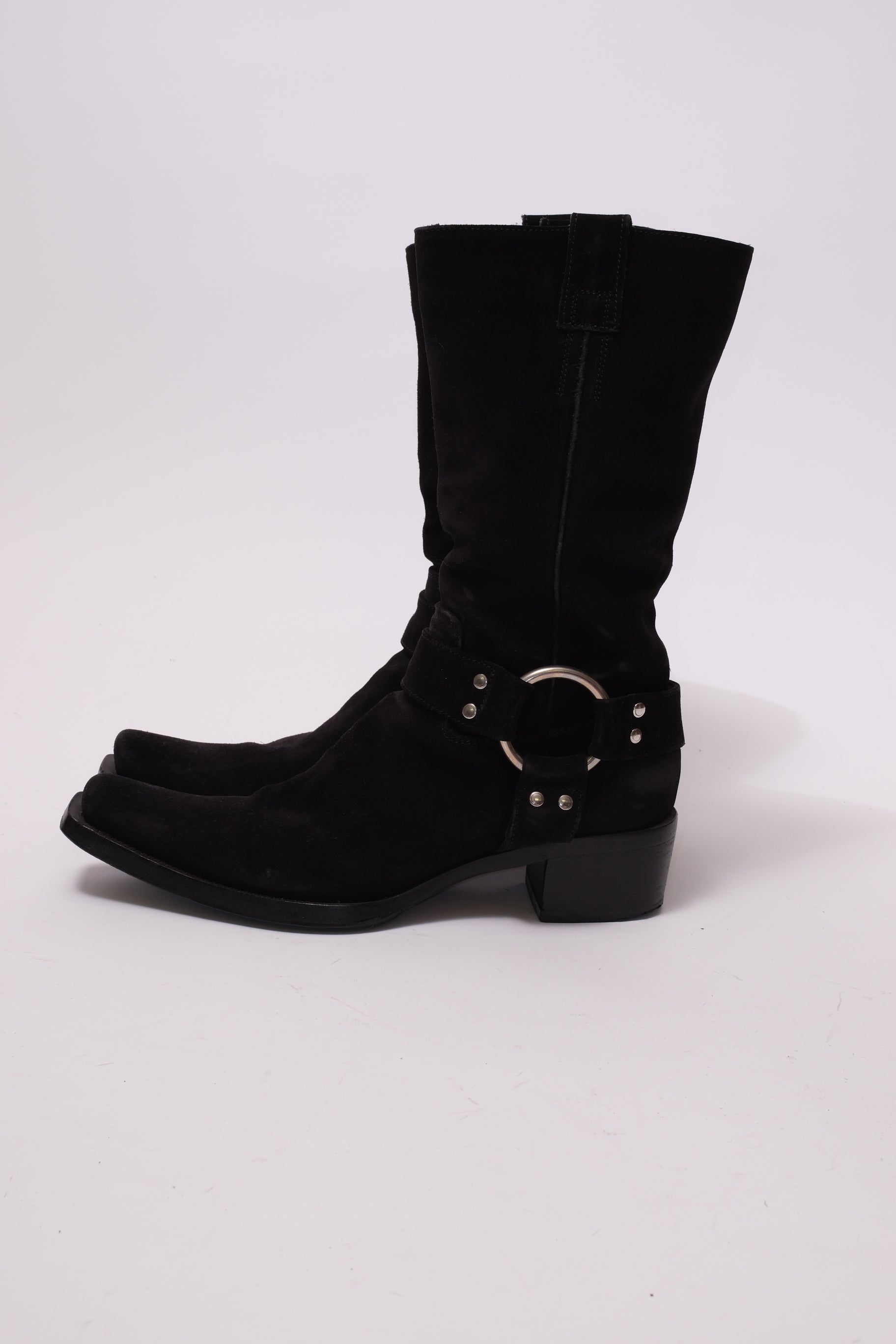 Le Silla western suede leather boots with metal silver buckle 37.5