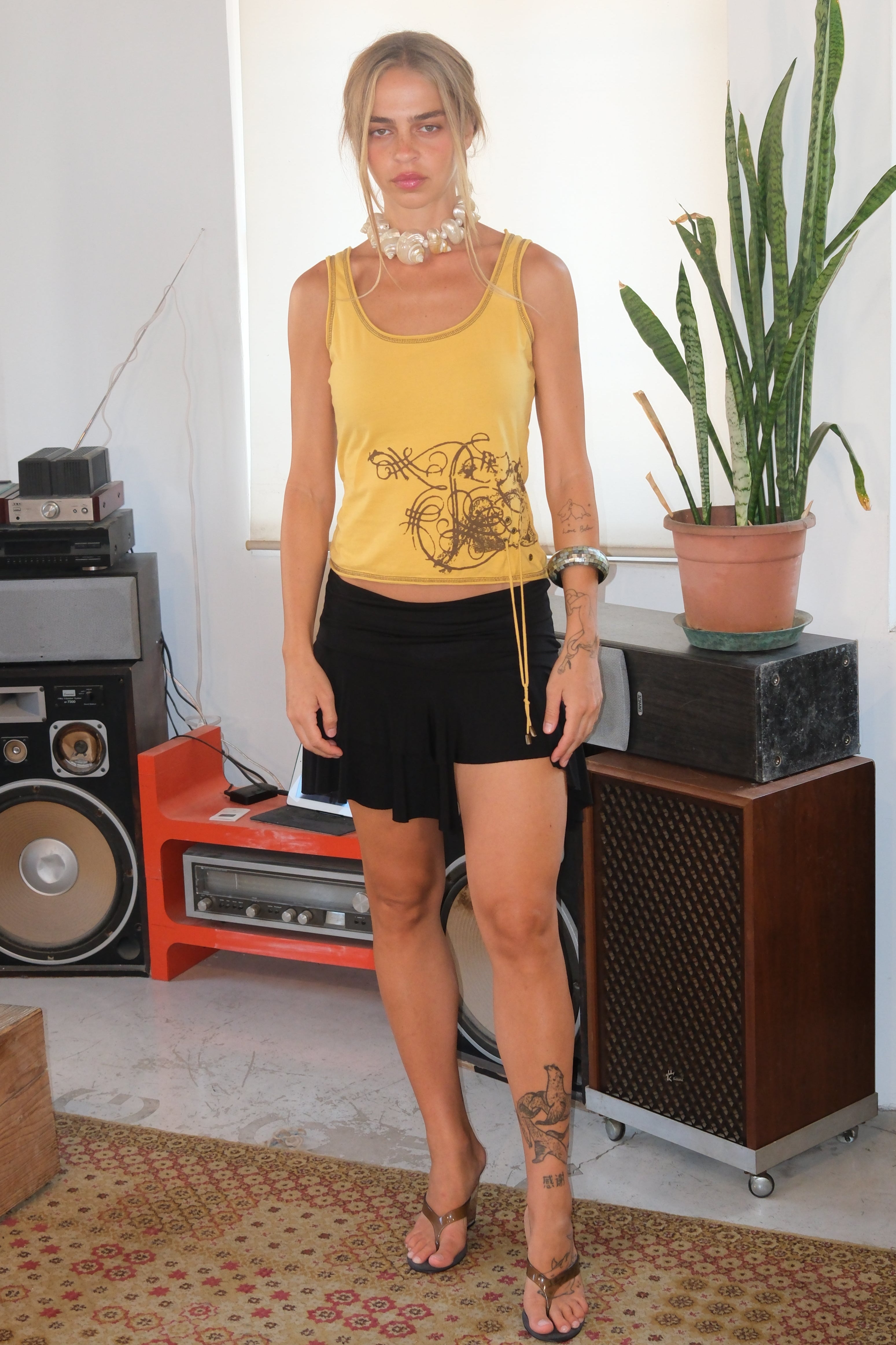 Asymmetric Black Mini Skirt