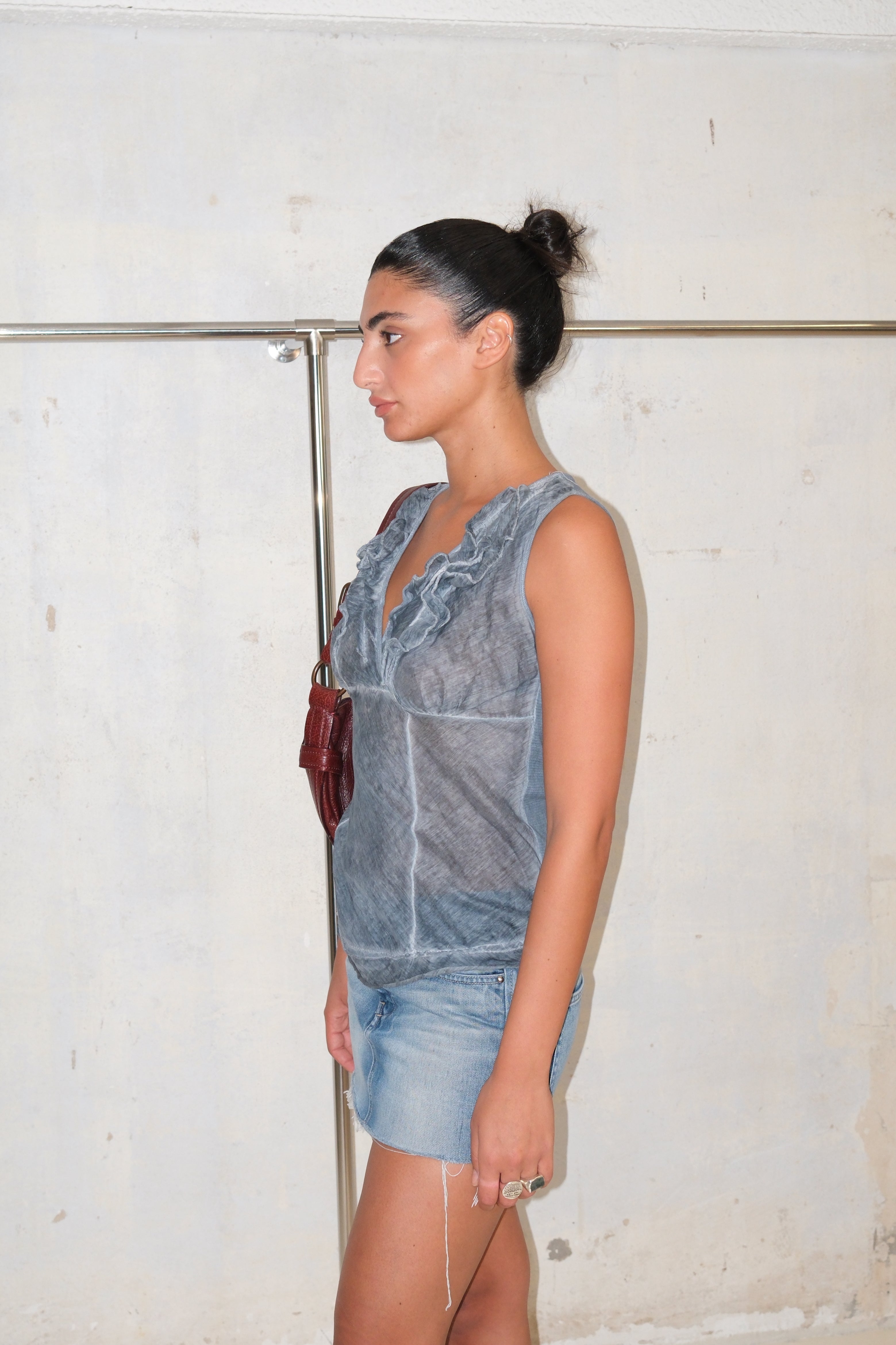 Soft Tank Top In Light Blue Gray