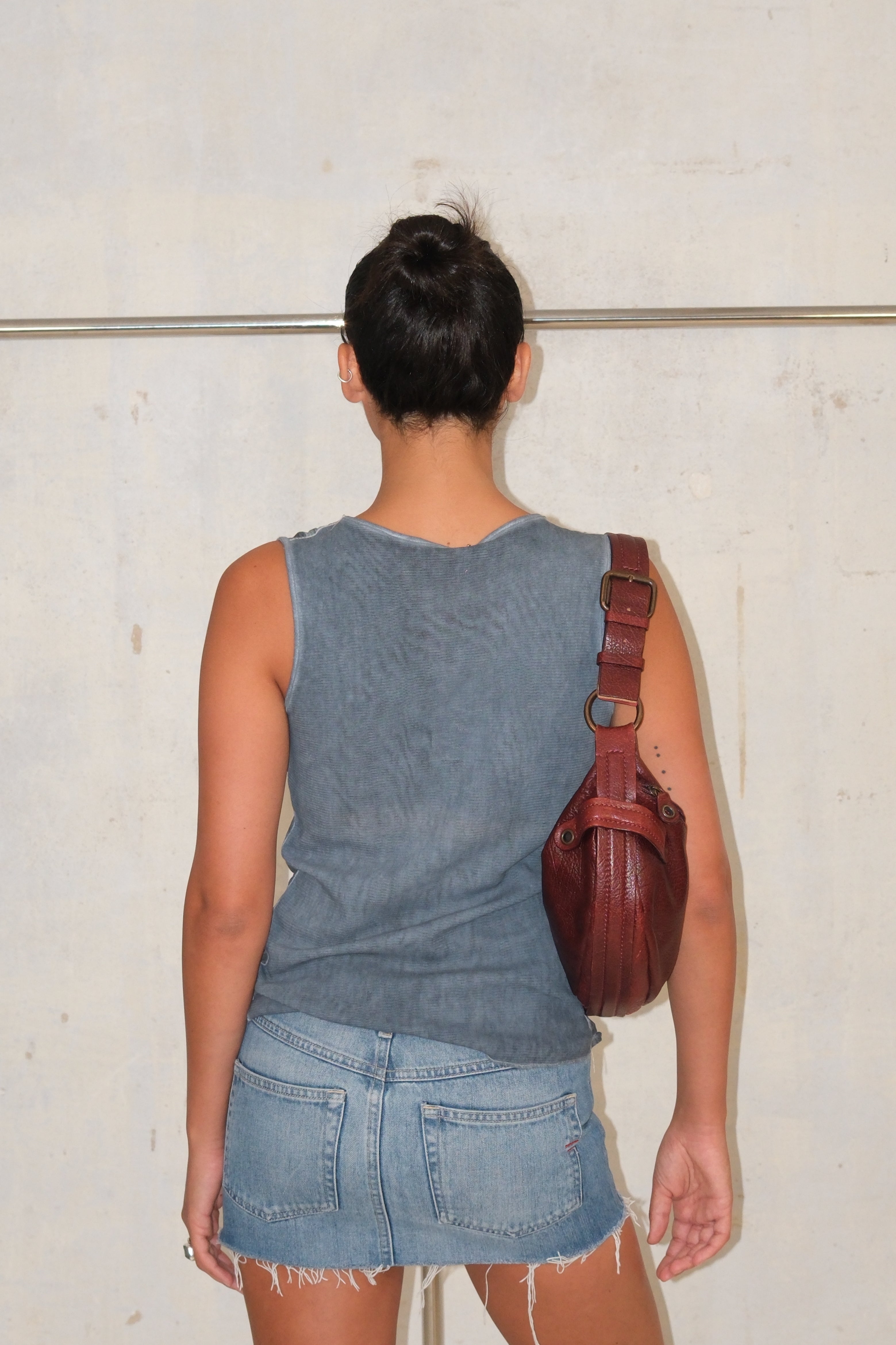 Soft Tank Top In Light Blue Gray