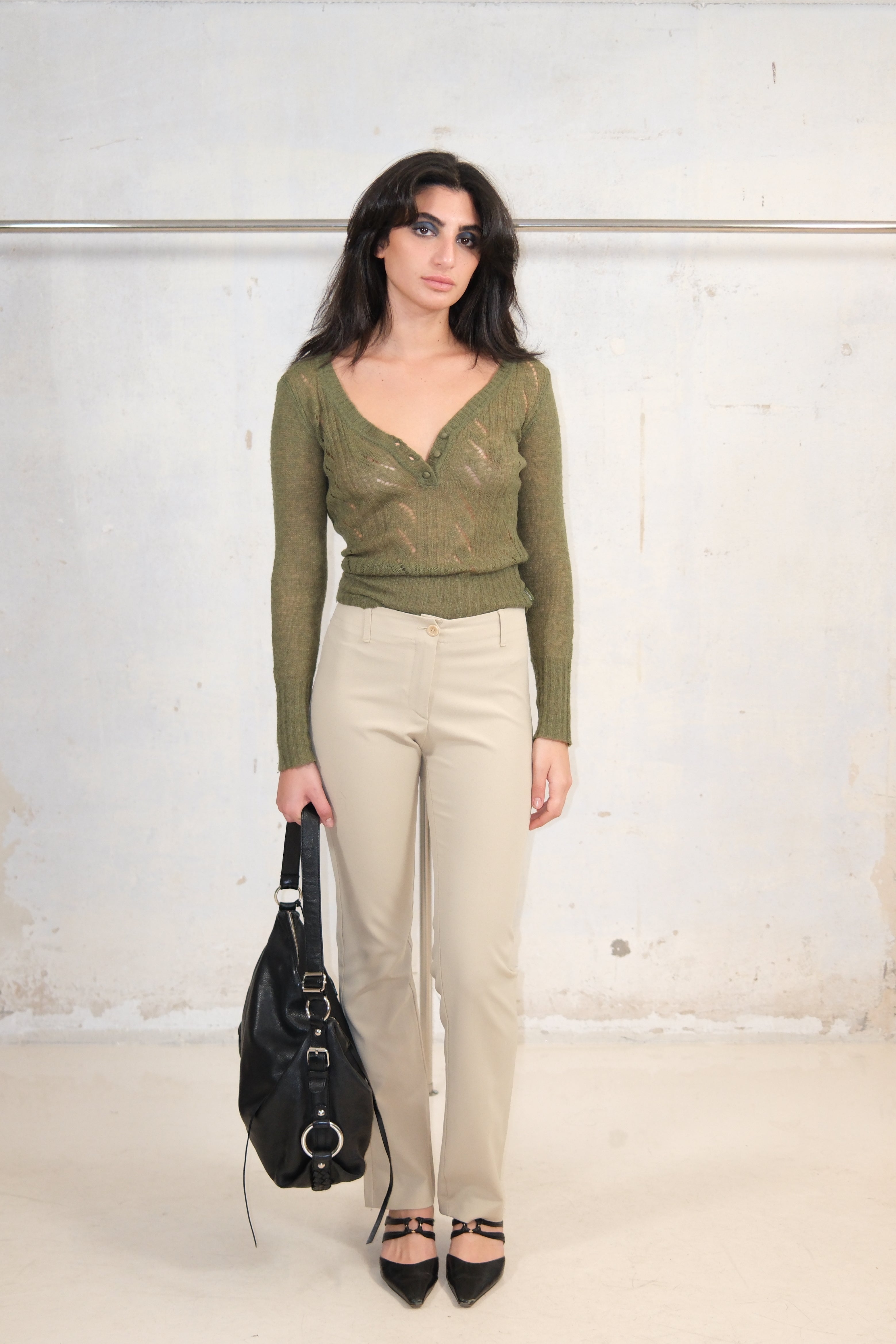 SHEER GREEN KNITTED TOP