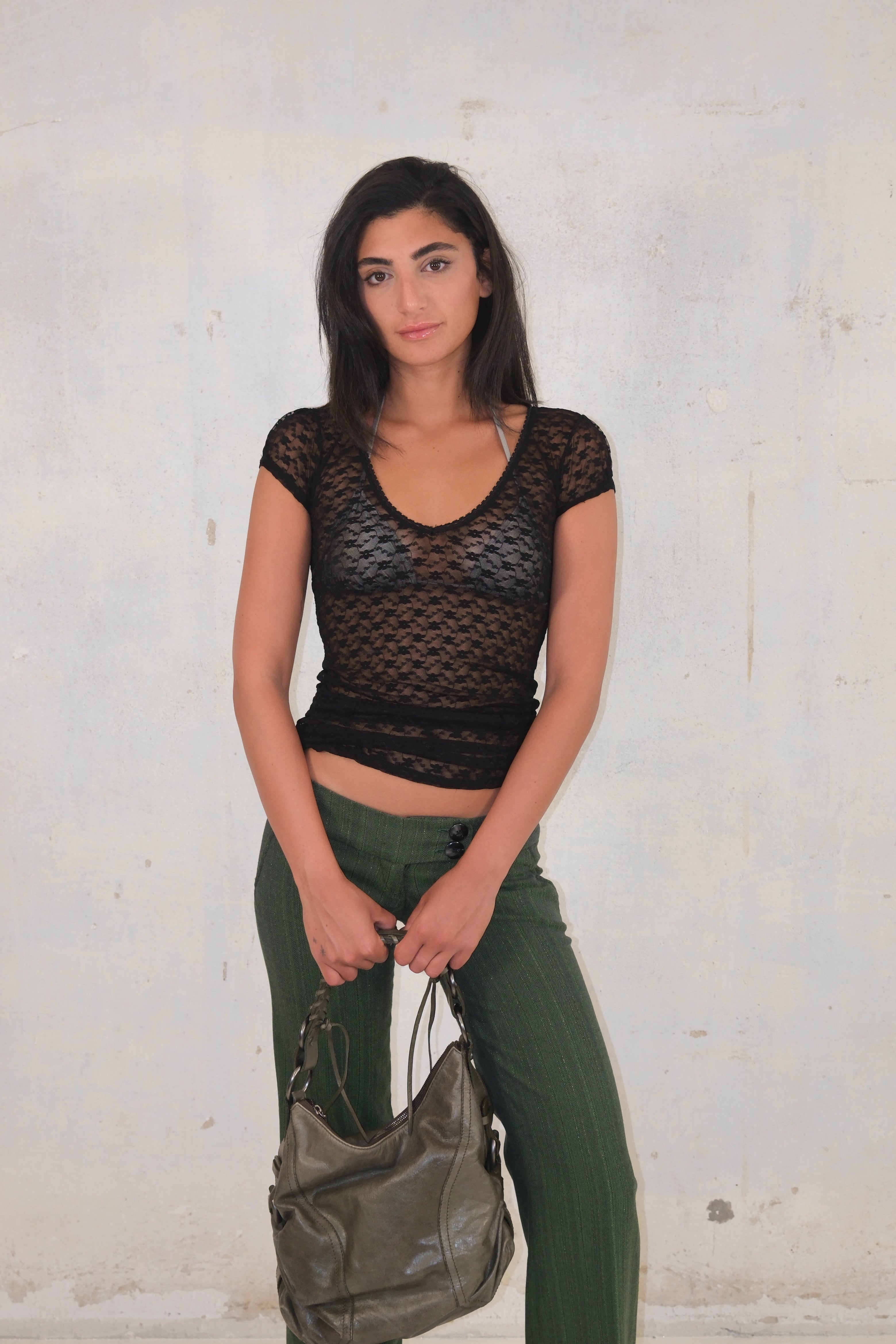 Black Lace Short Sleeve Top