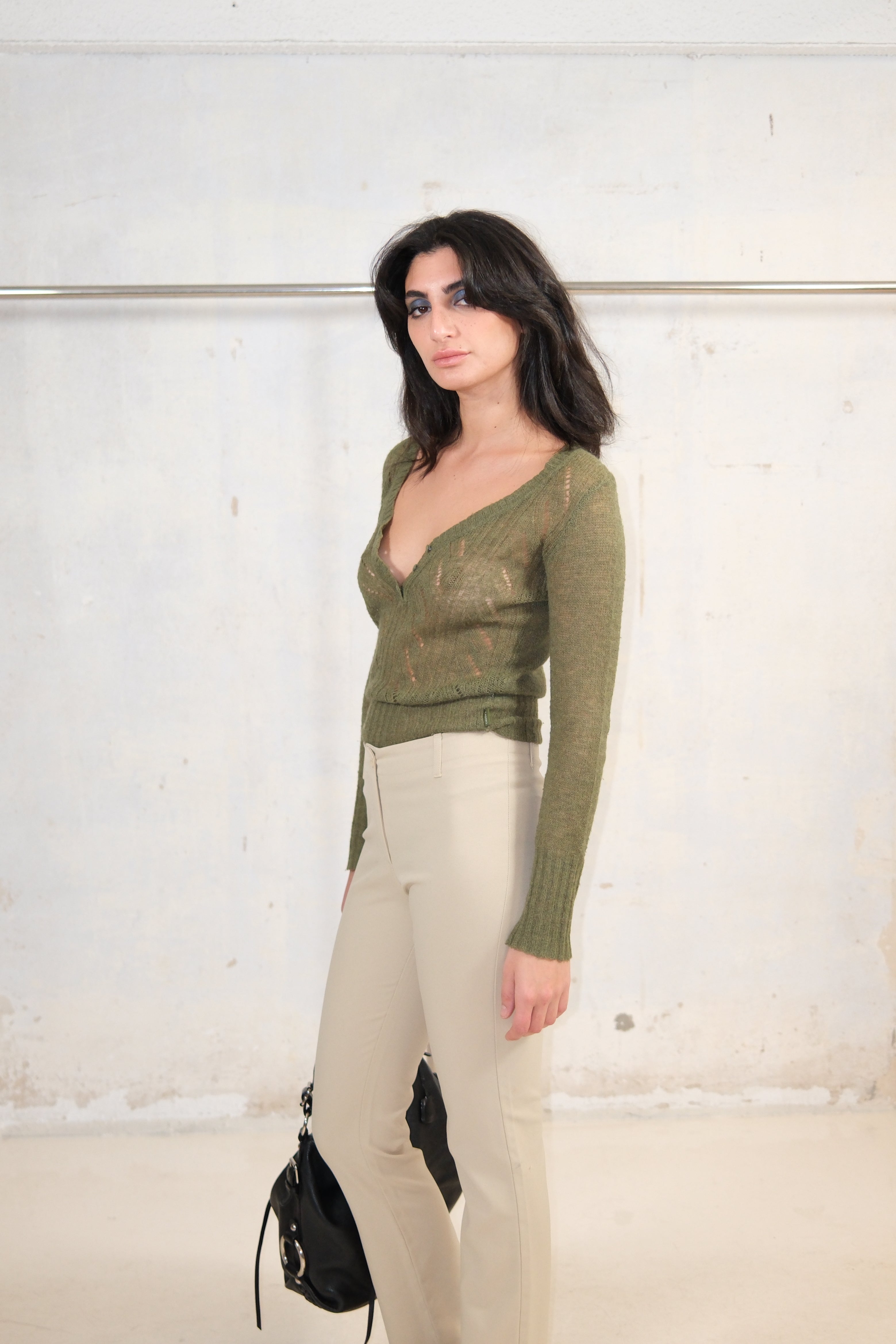 SHEER GREEN KNITTED TOP