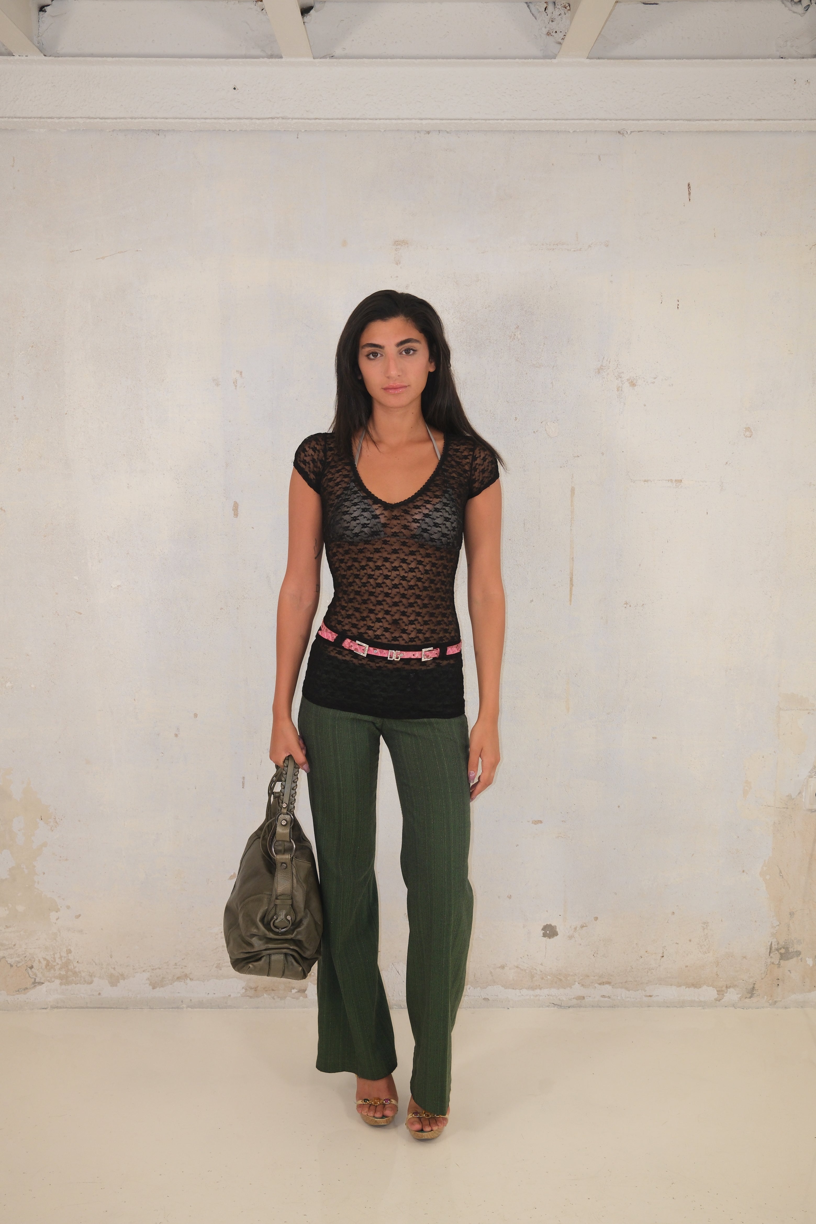 Black Lace Short Sleeve Top