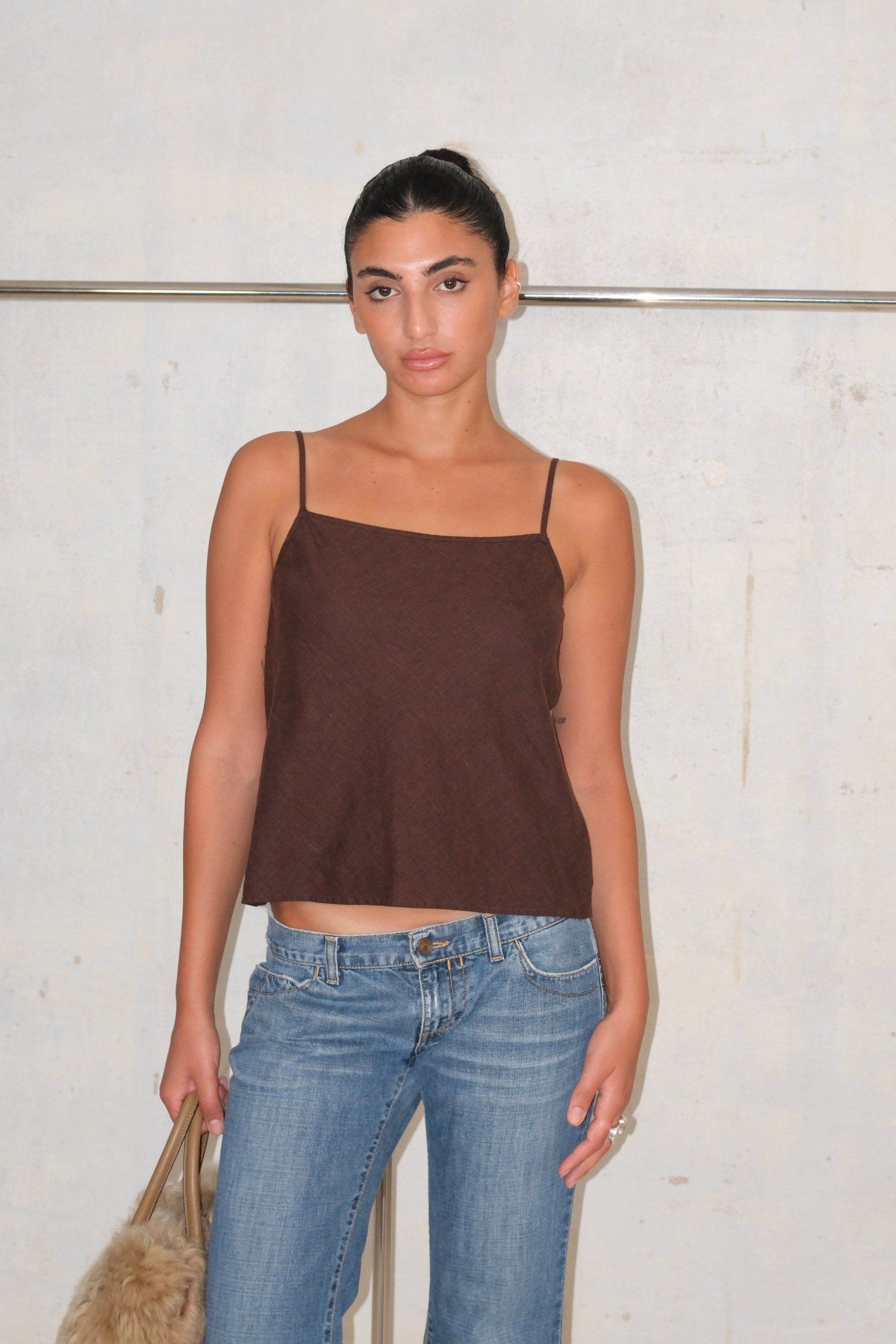 Brown Cropped Tank Top