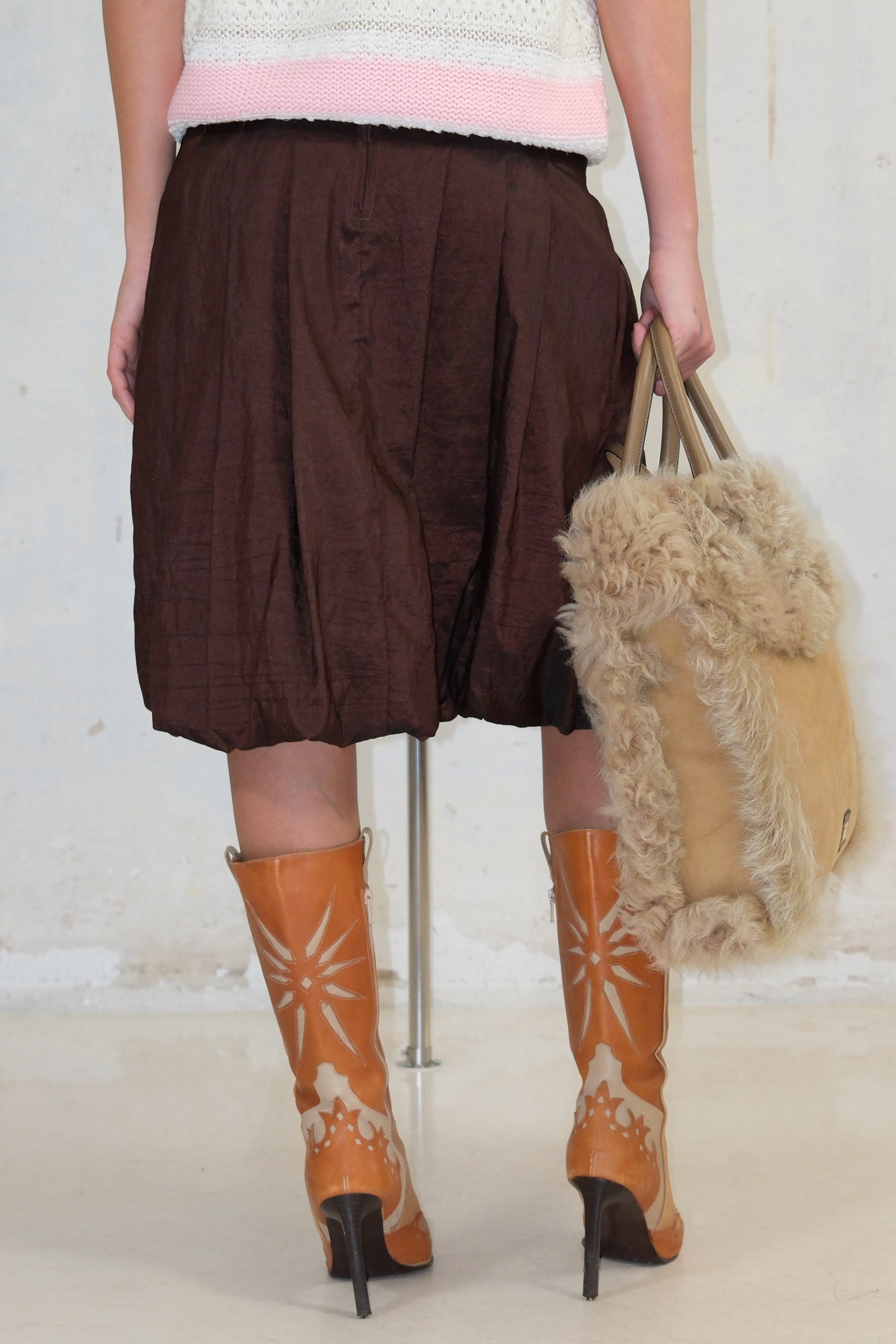 BROWM SHINY MIDI SKIRT