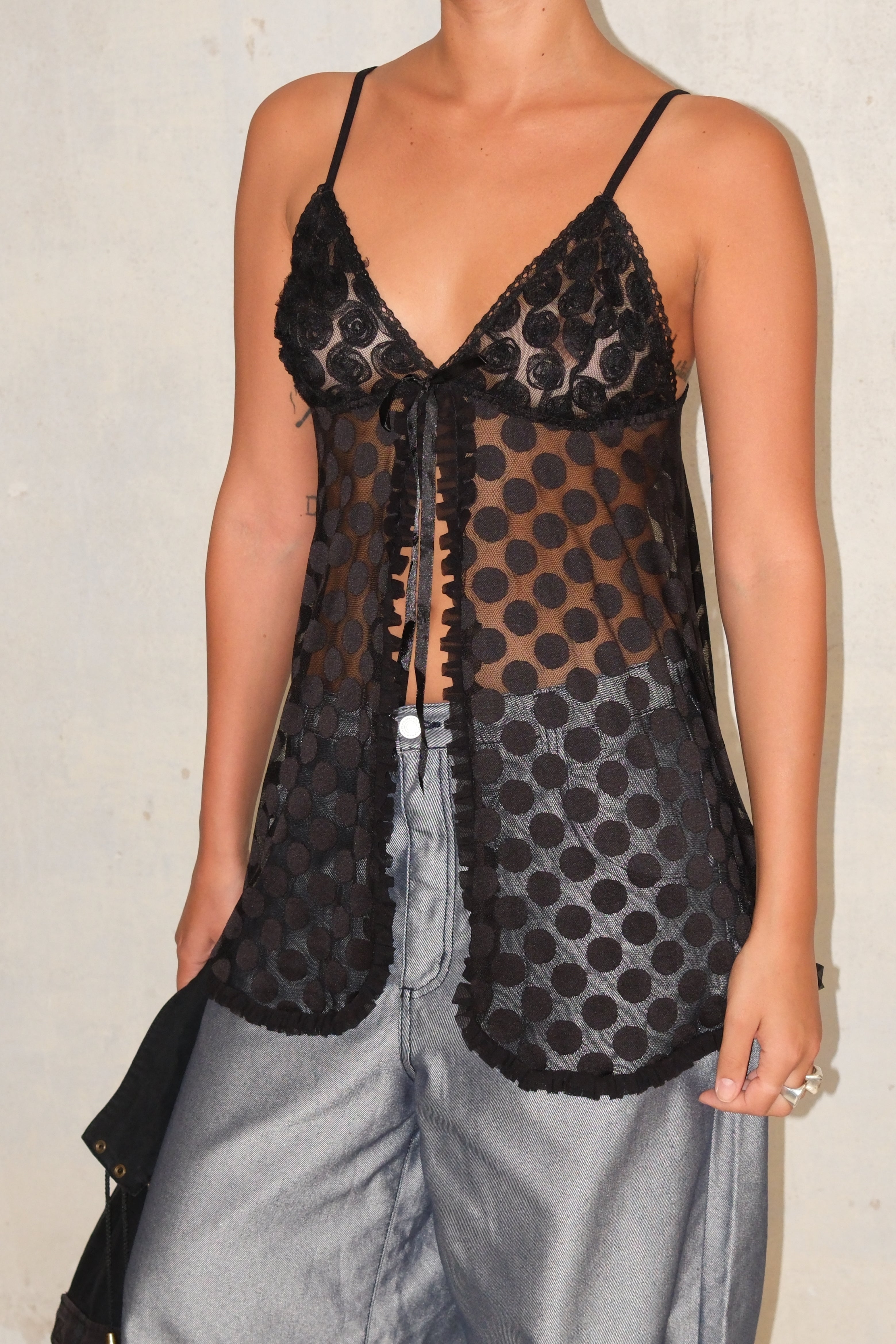 Sheer Polka Dot Lingerie Top