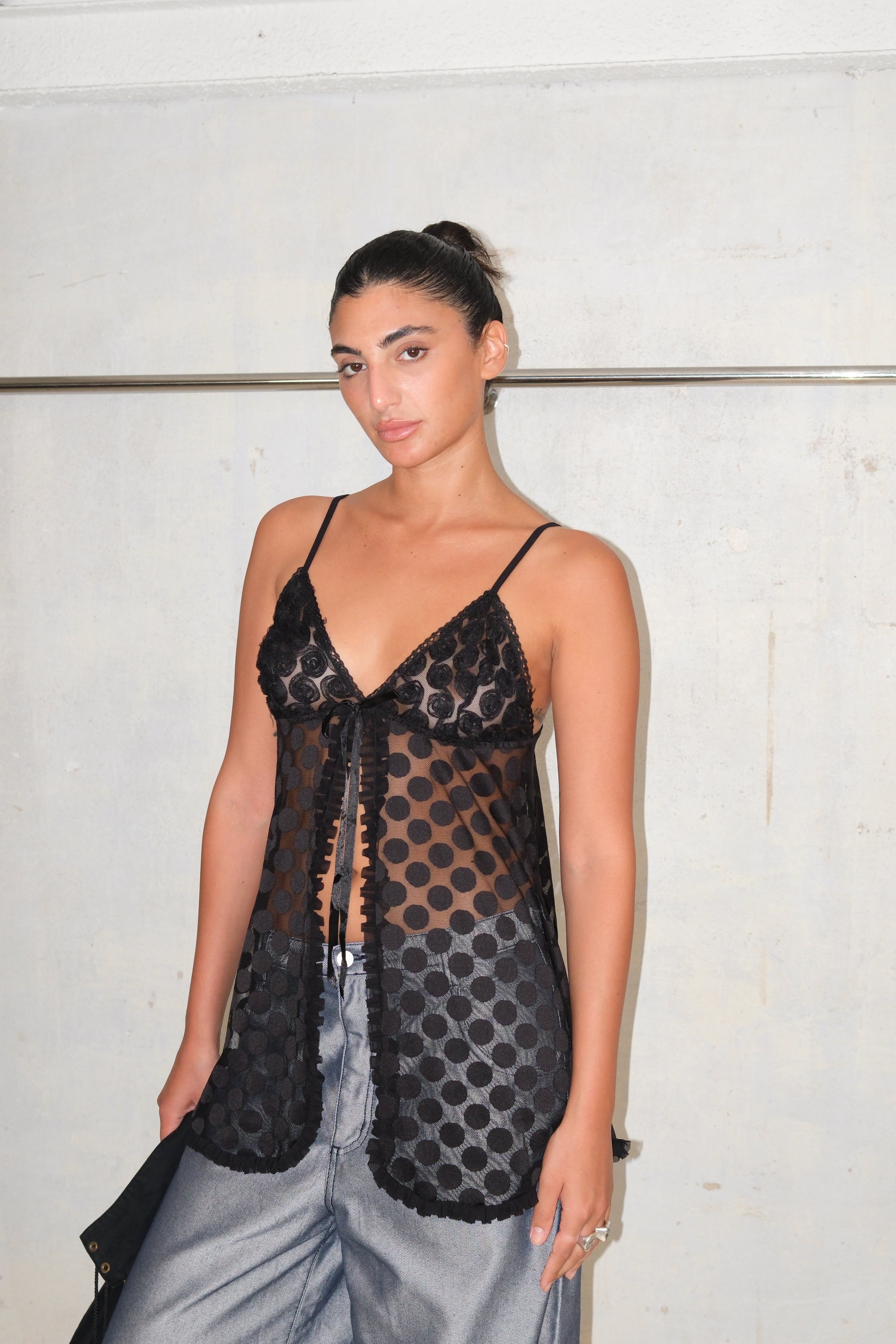 Sheer Polka Dot Lingerie Top
