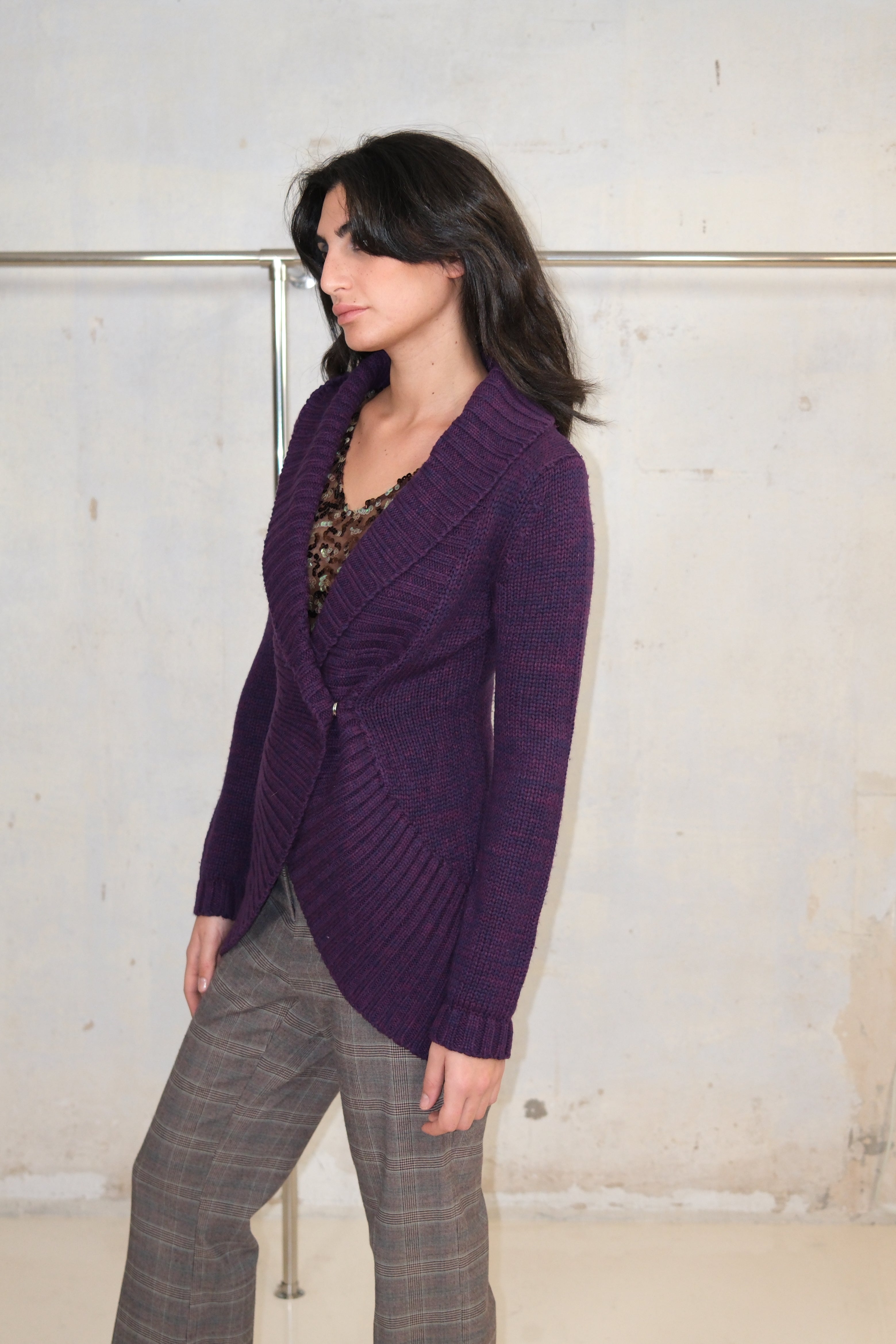 PURPLE KNITTED CARDIGAN