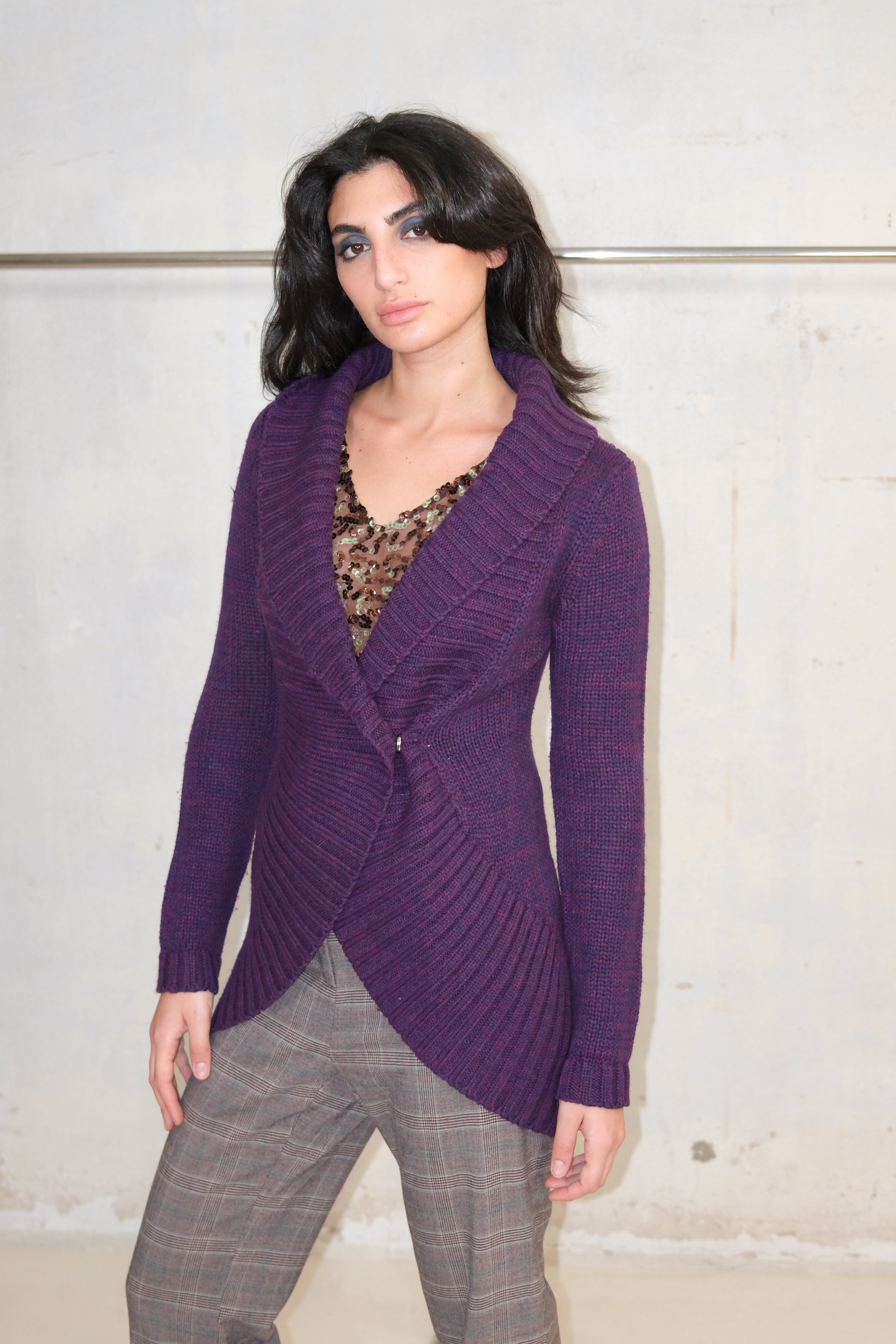 PURPLE KNITTED CARDIGAN