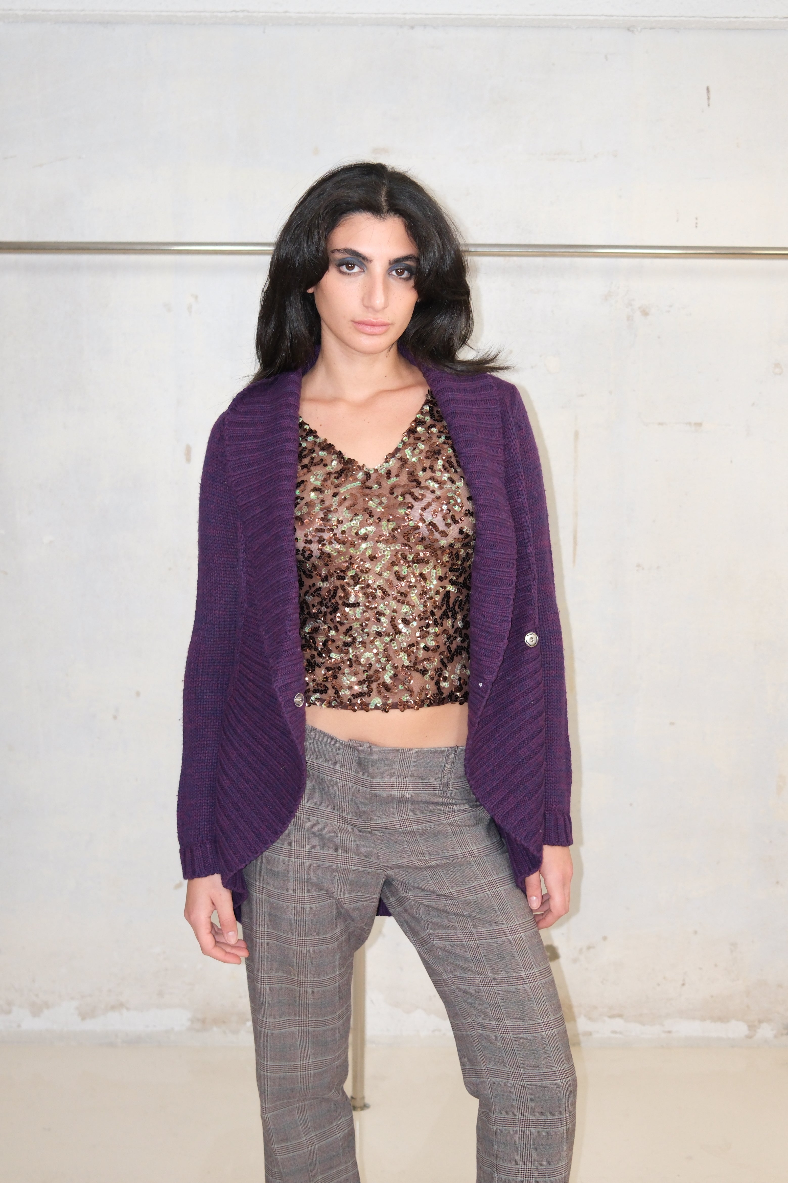 PURPLE KNITTED CARDIGAN