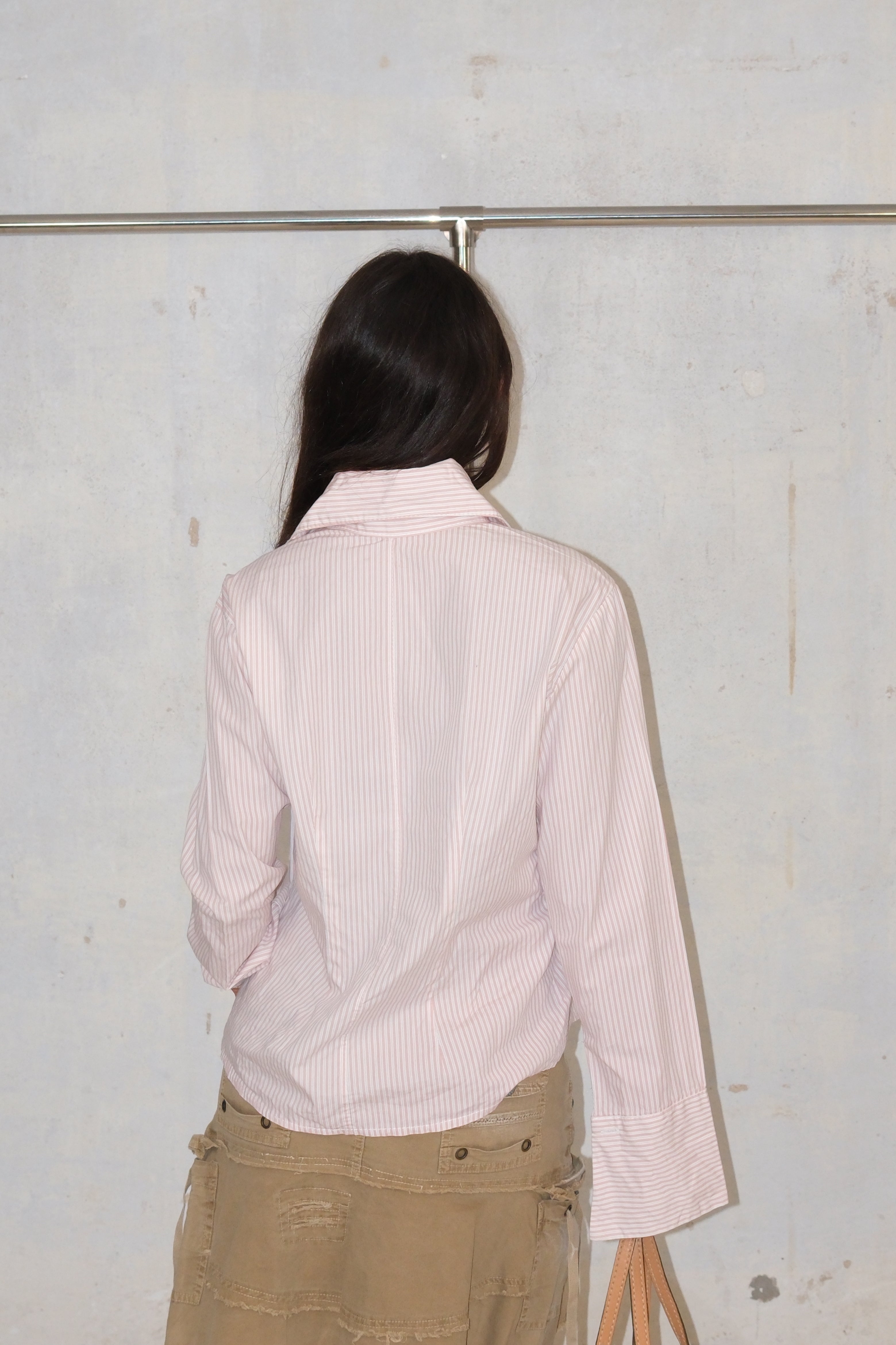 Pink And White Striped Button-Up Shirt