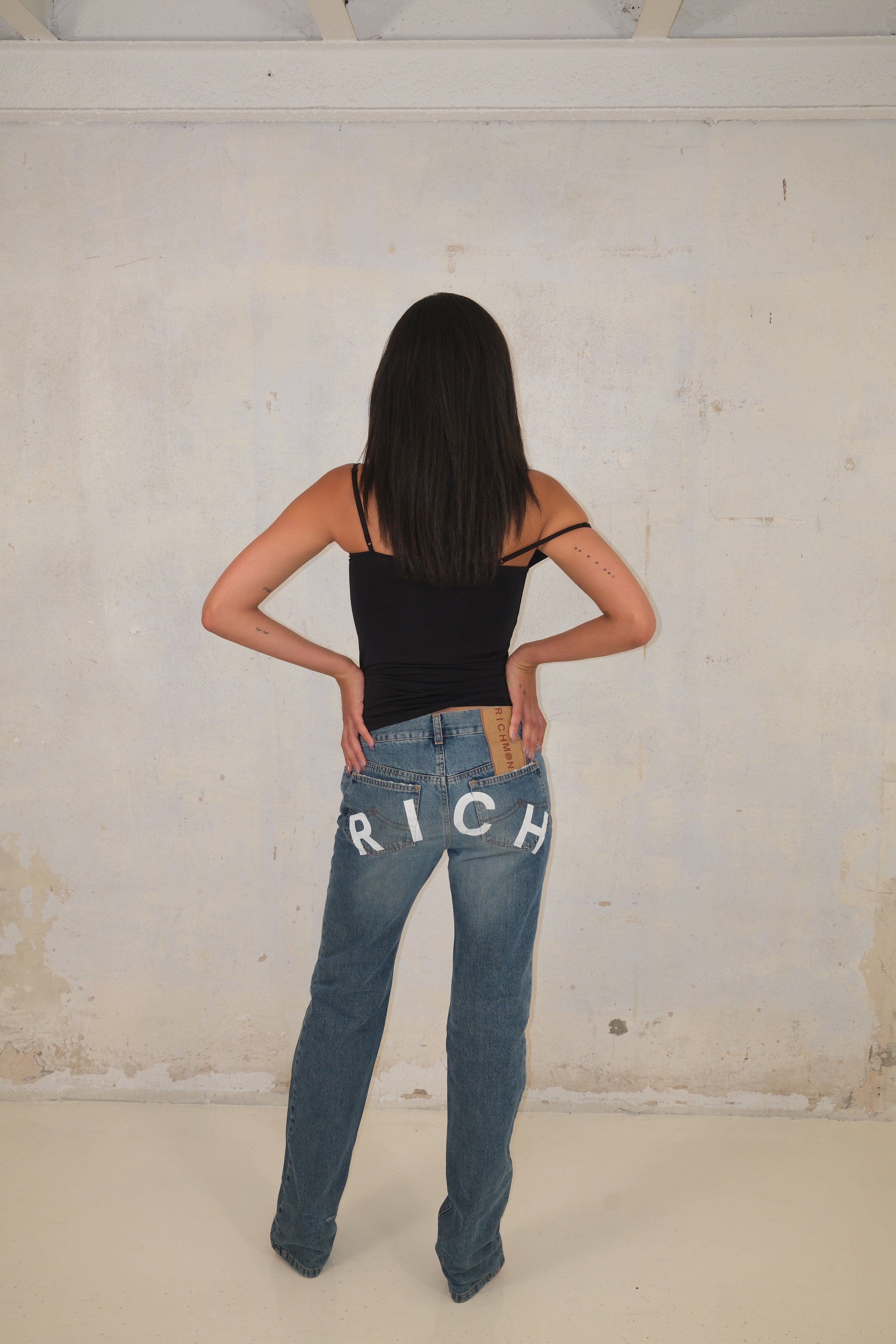 John Richmond Low-Rise Straight-Leg Blue Jeans Size 36