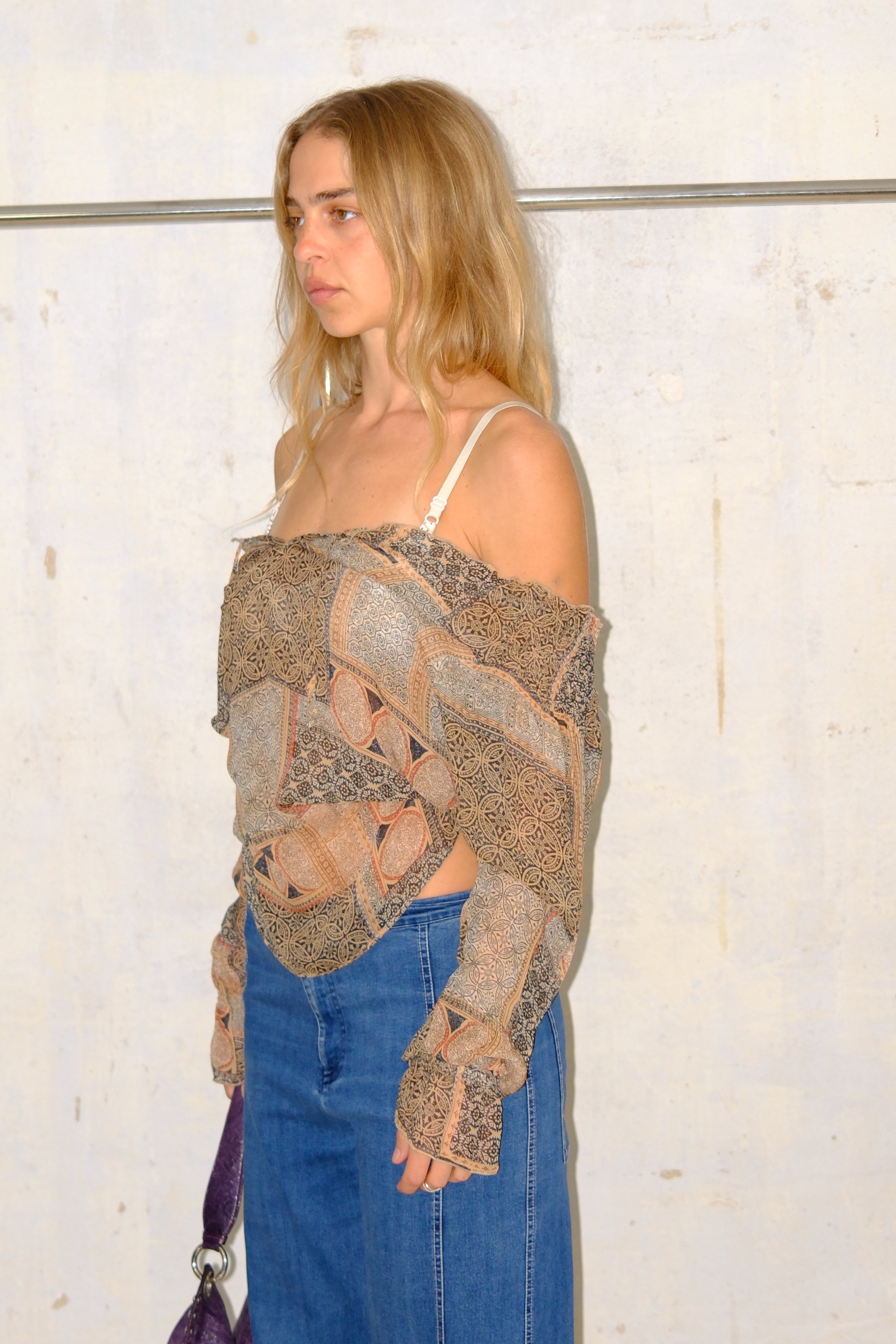 MIXED PATTERNS OFF SHOULDER TOP