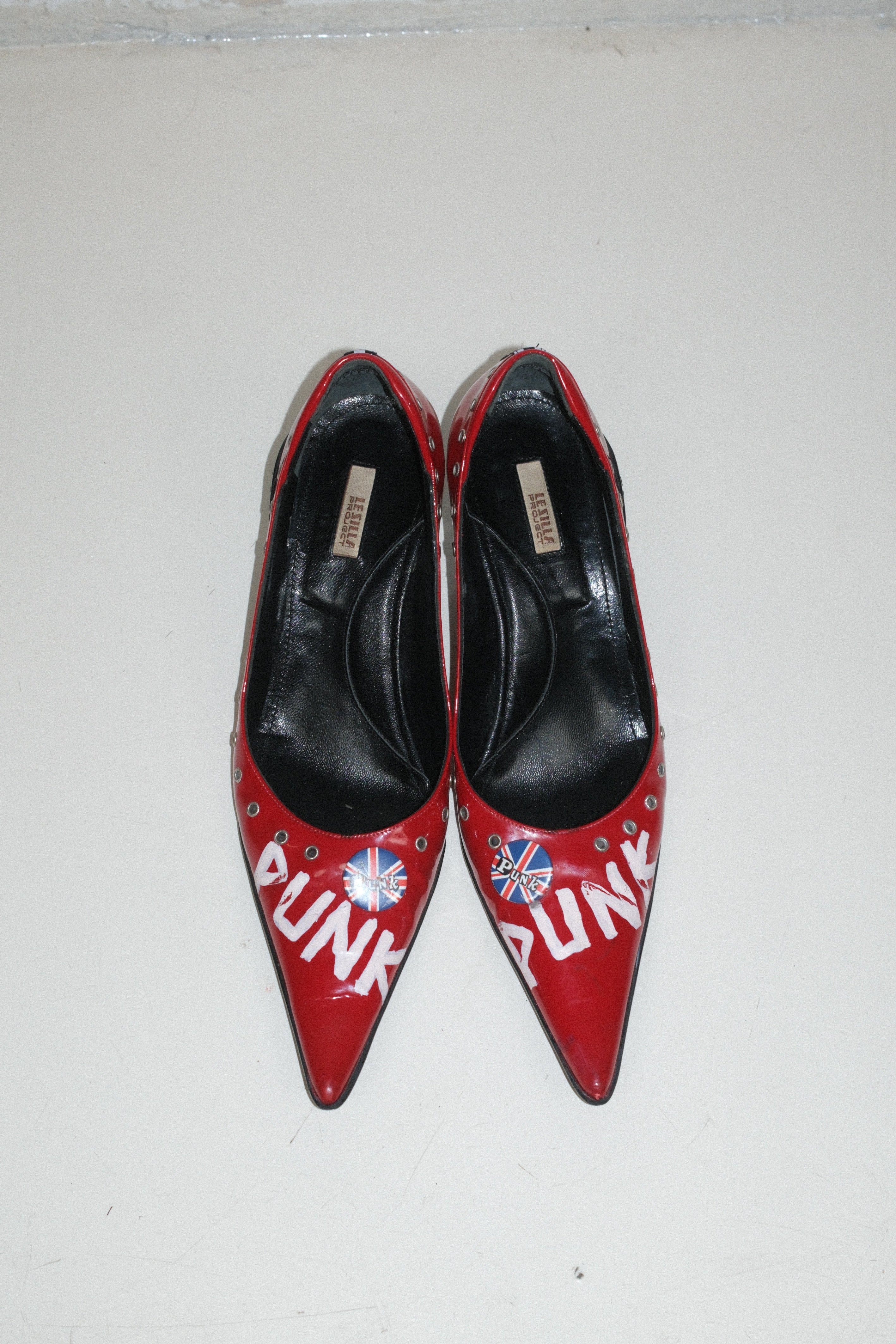 ICONIC LE SILLA PUNK HEELS IN RED PATENT LEATHER SIZE 39