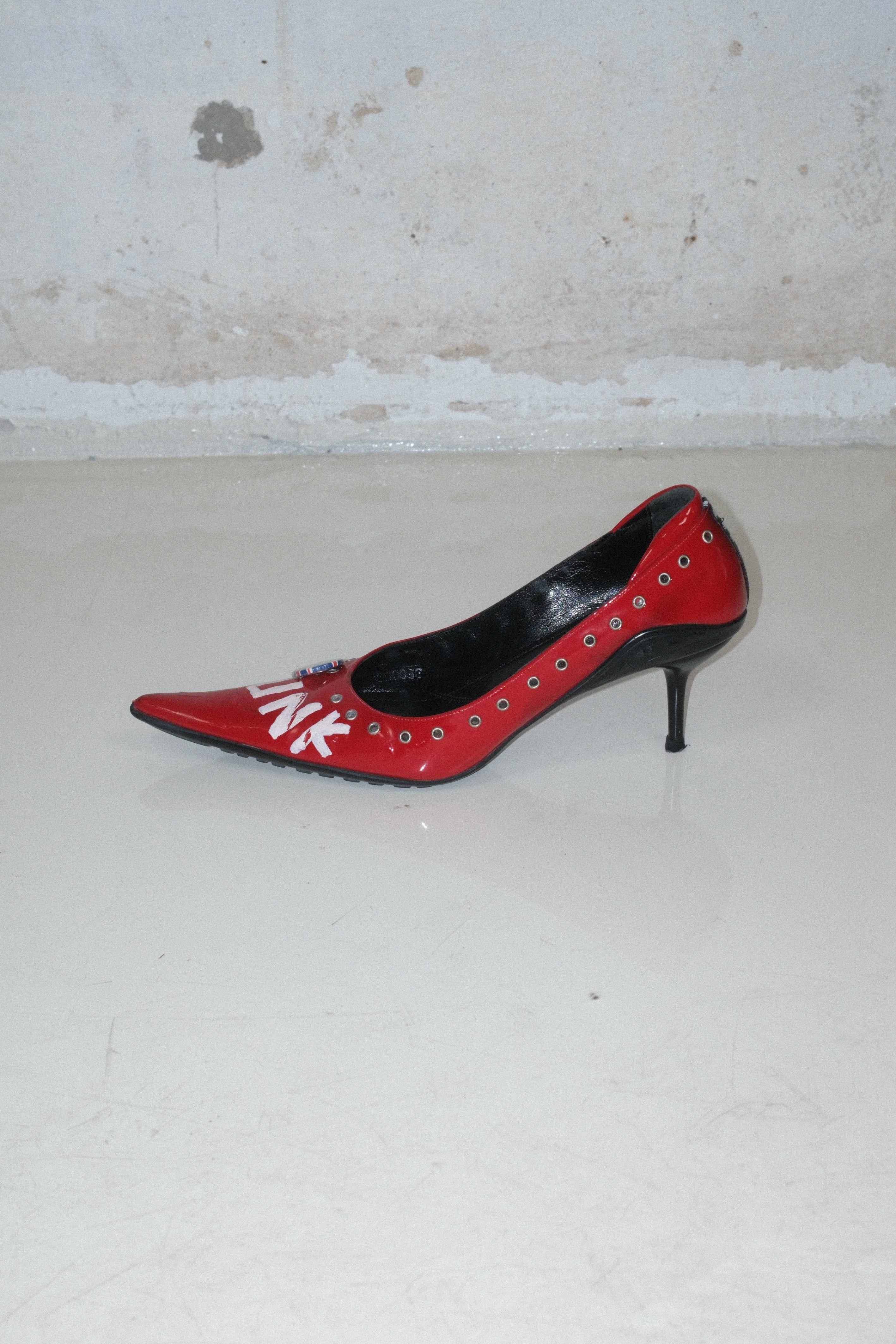ICONIC LE SILLA PUNK HEELS IN RED PATENT LEATHER SIZE 39