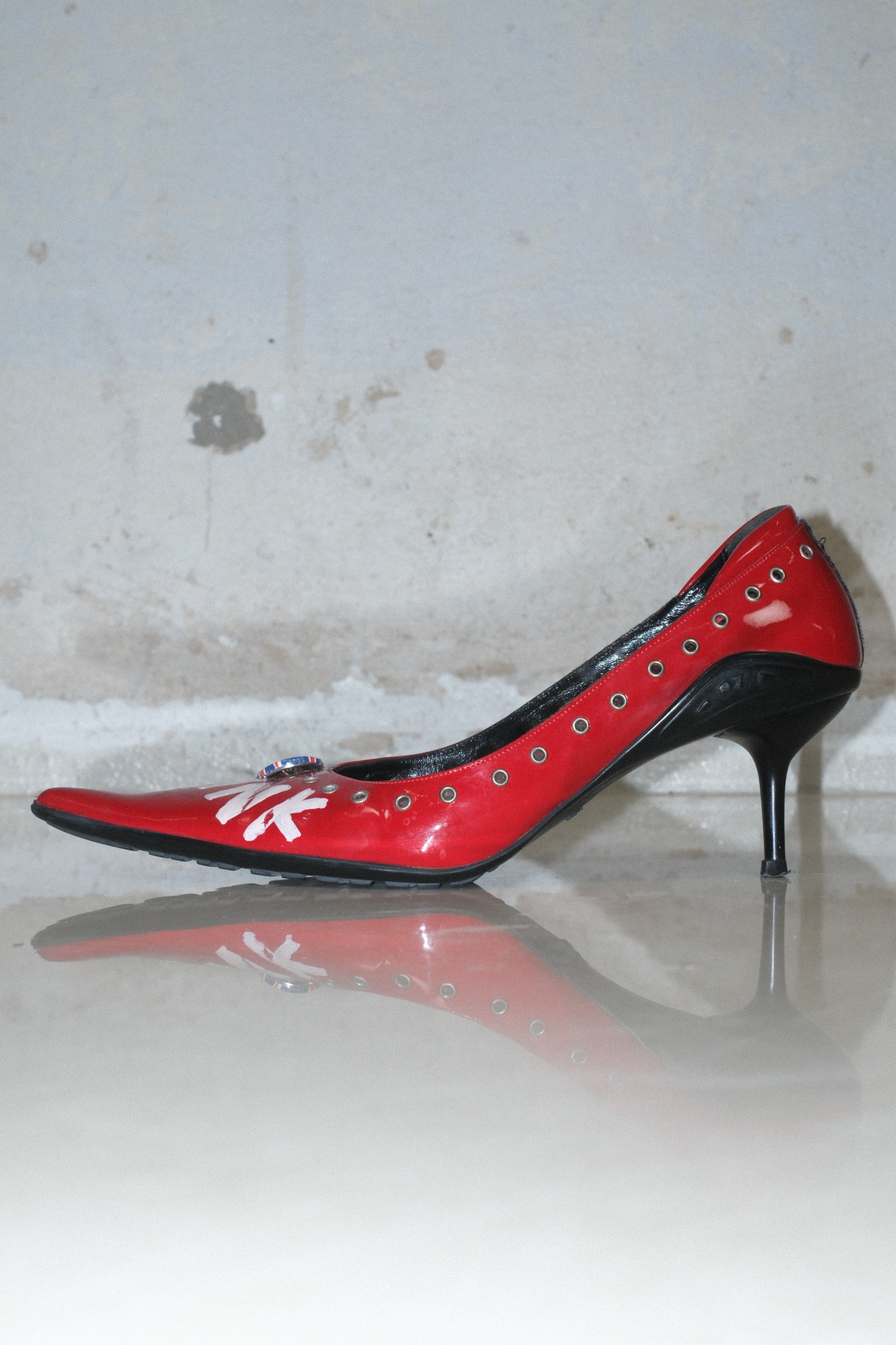 ICONIC LE SILLA PUNK HEELS IN RED PATENT LEATHER SIZE 39