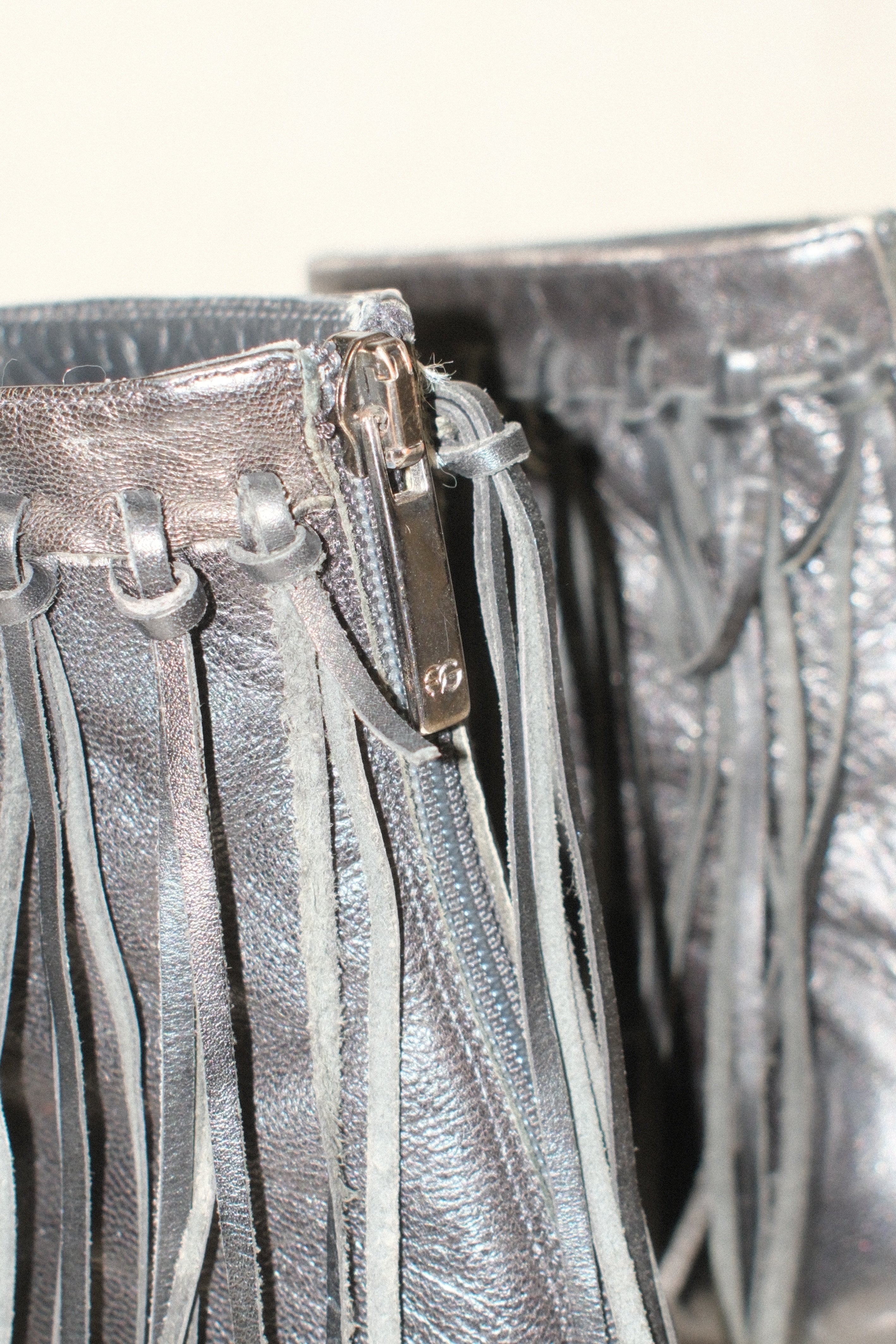 ALBERTO GOZZI FRINGED HEELED ANKLE BOOTS SIZE 39