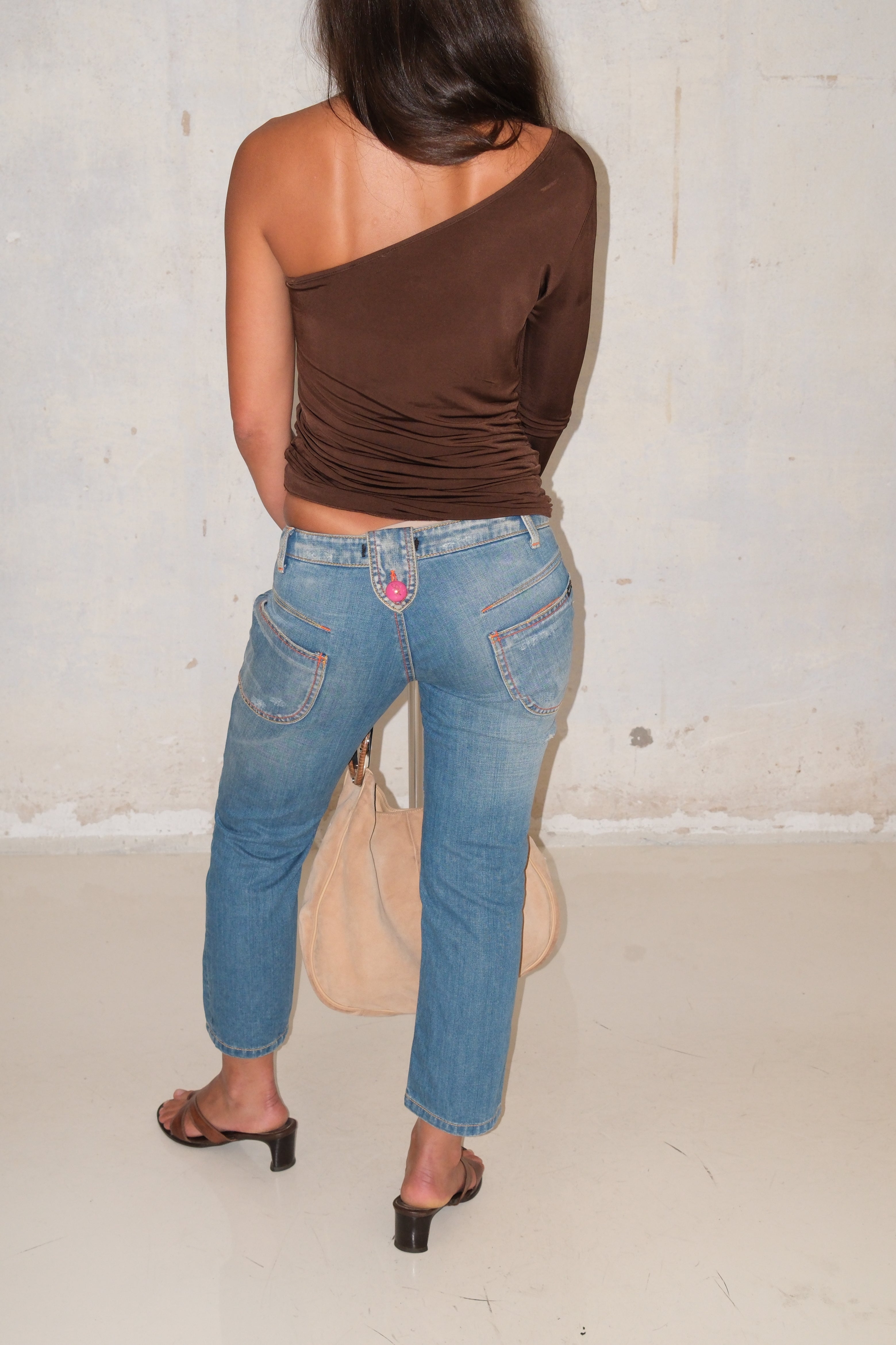 Phard Capri Jeans With Pink Details Size 34
