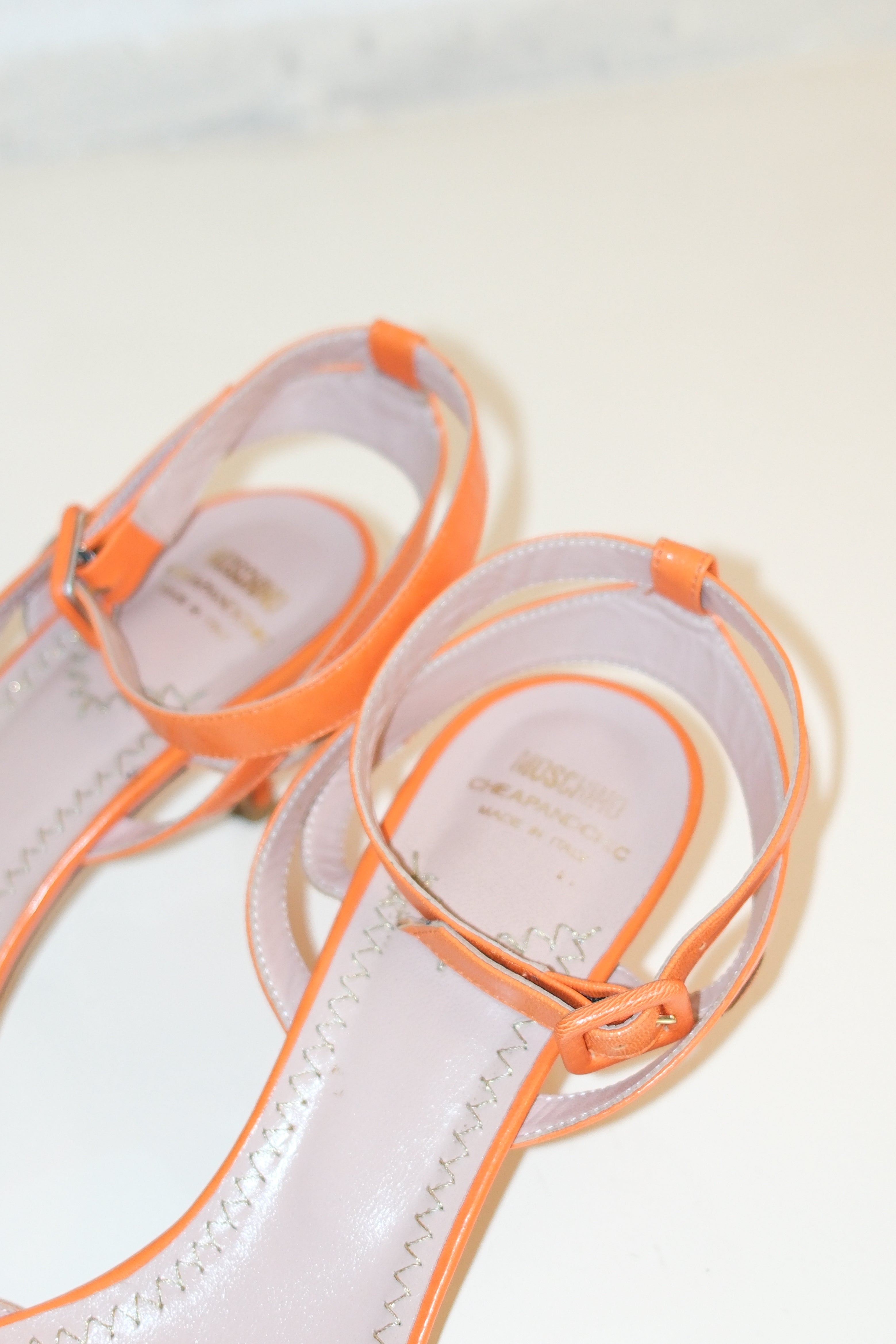 Moschino Orange Sandal Heel With Bone Detail Size 41