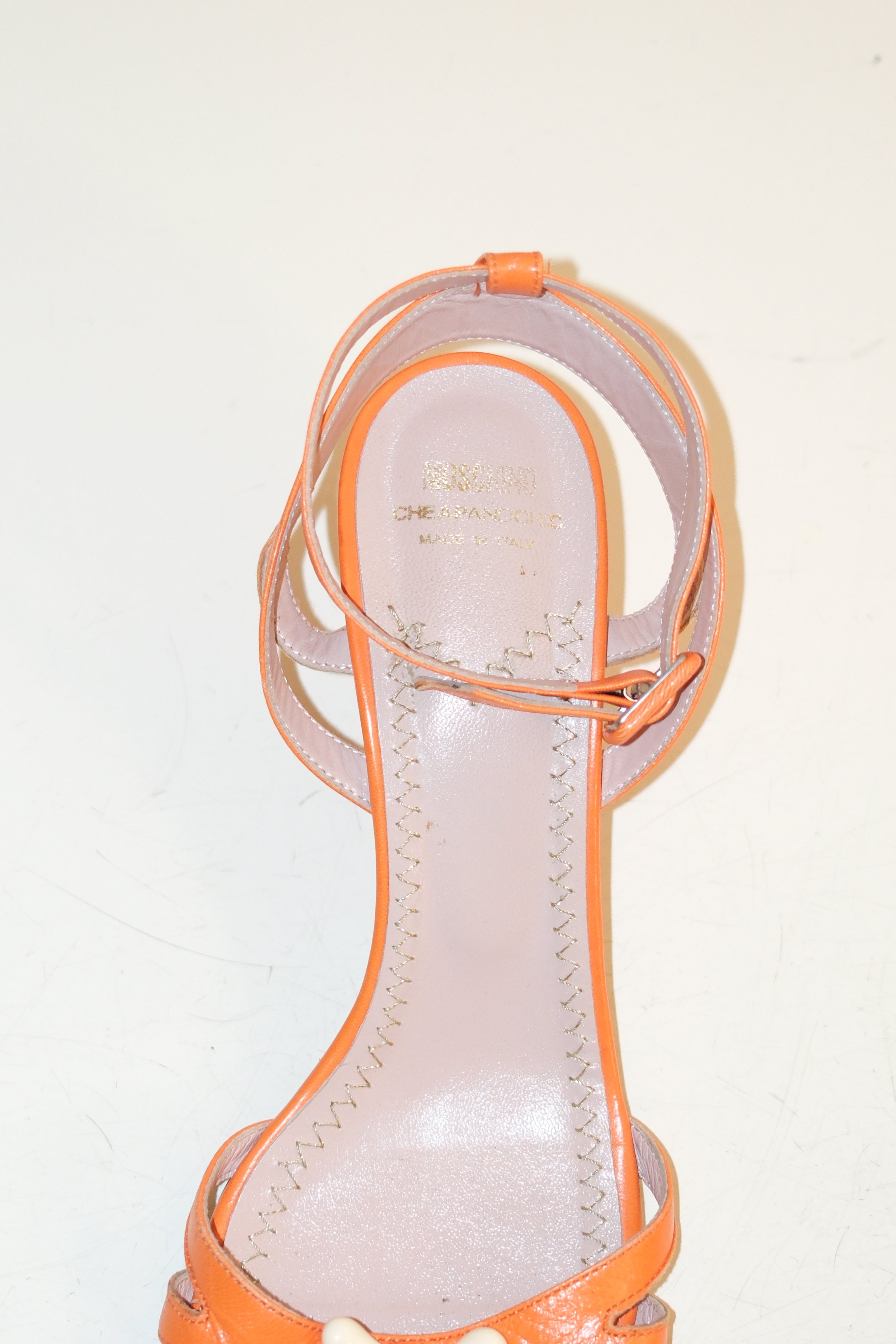 Moschino Orange Sandal Heel With Bone Detail Size 41