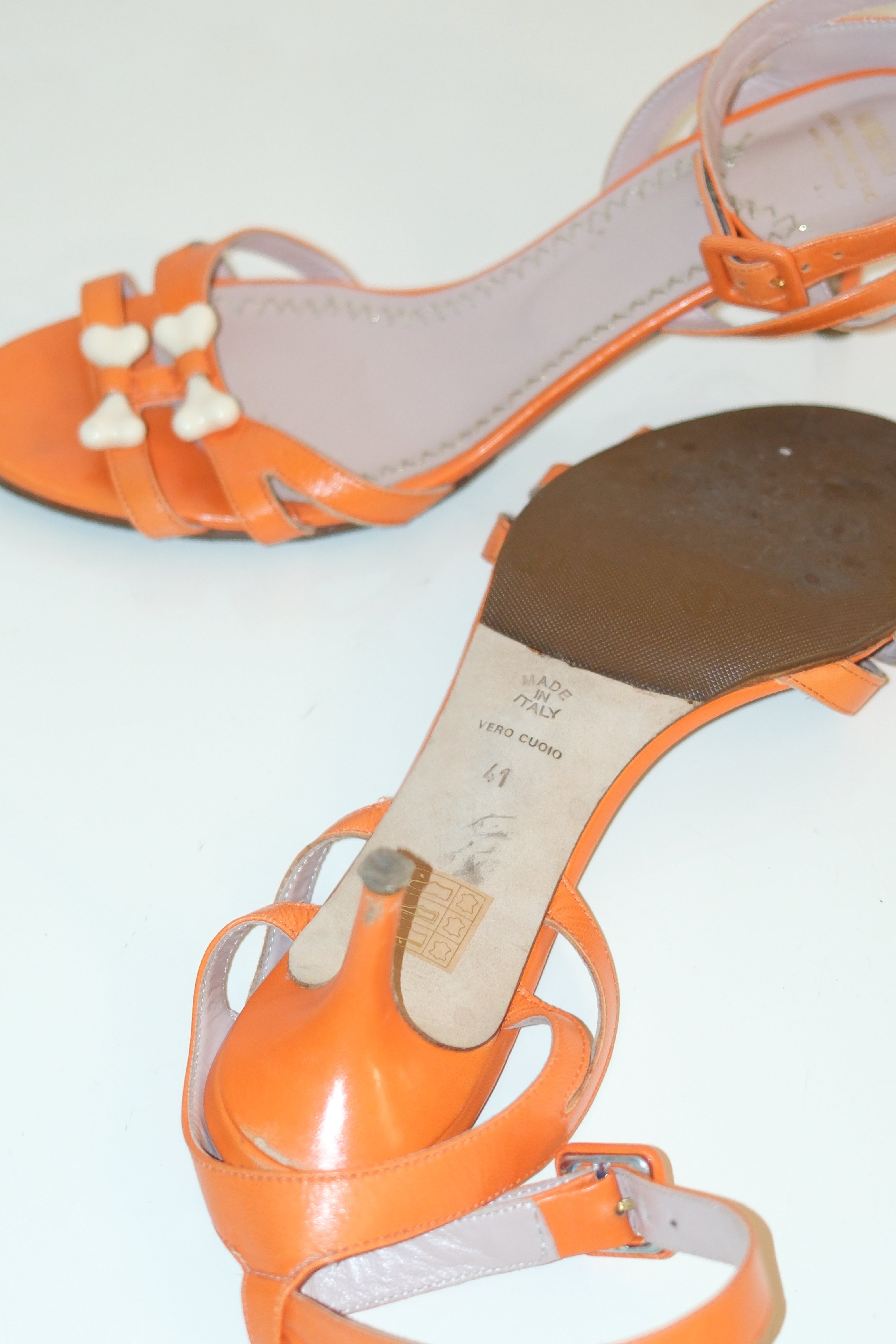 Moschino Orange Sandal Heel With Bone Detail Size 41