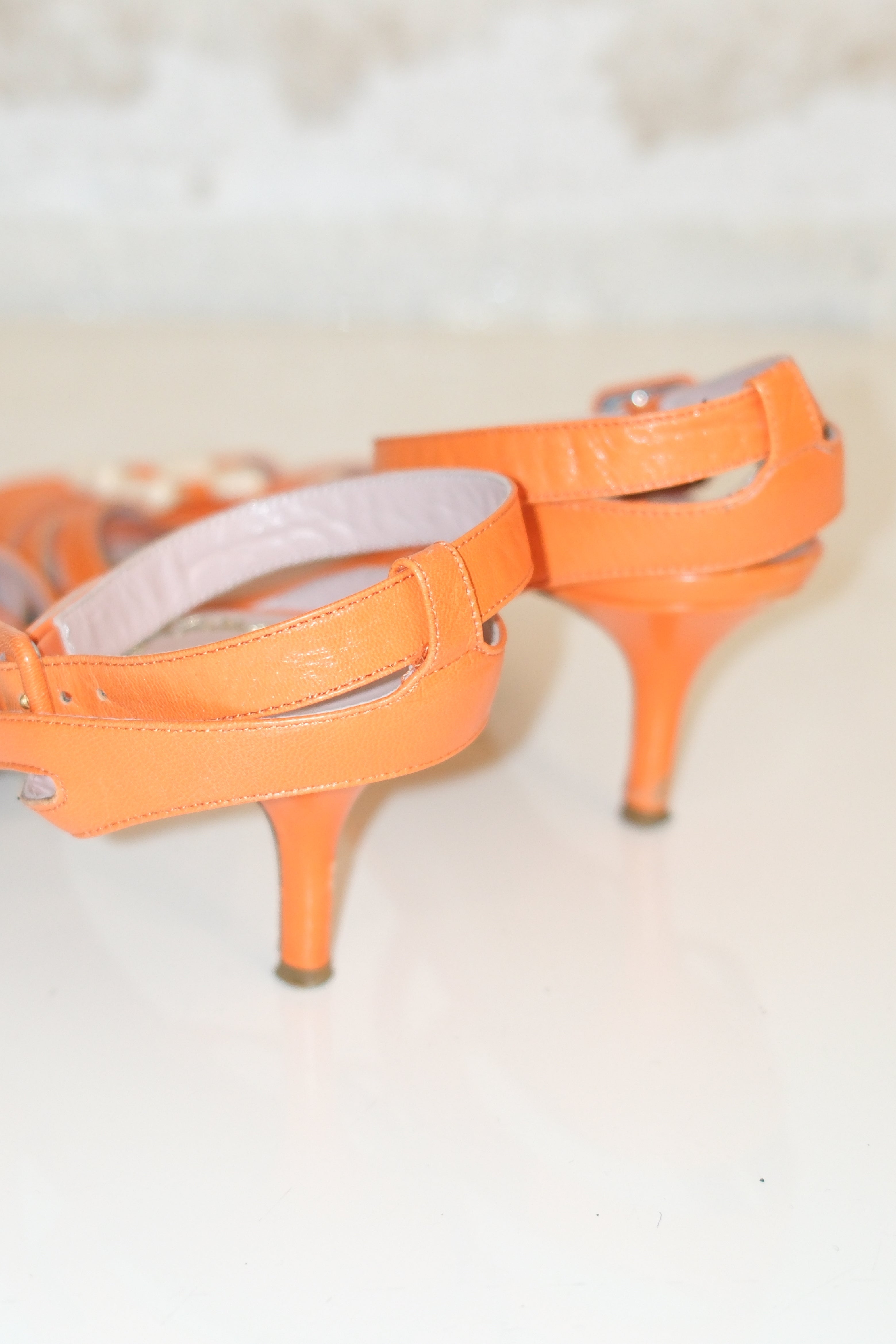 Moschino Orange Sandal Heel With Bone Detail Size 41