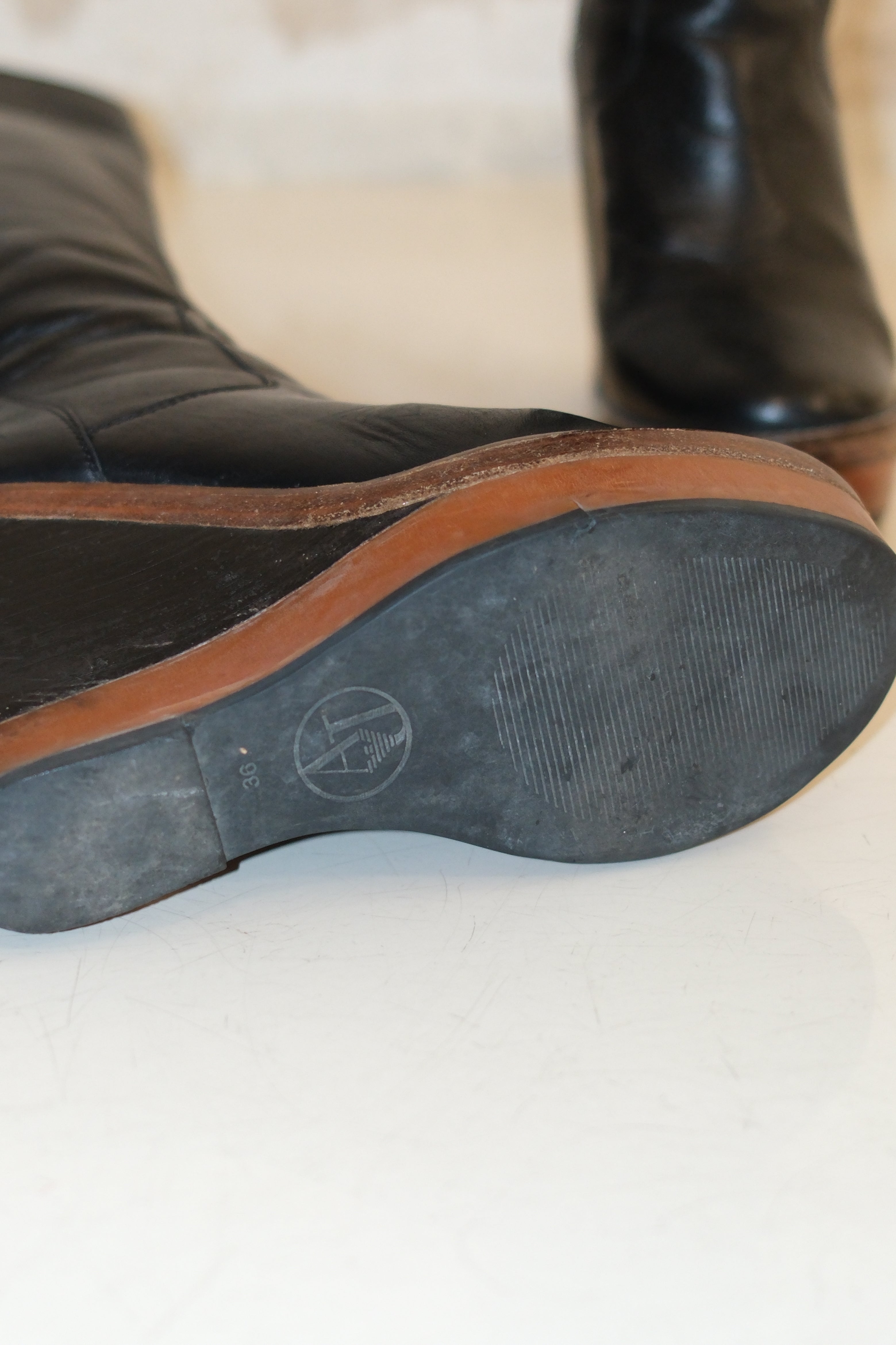 Armani Black Wedges Boots With Brown Accents Size 36