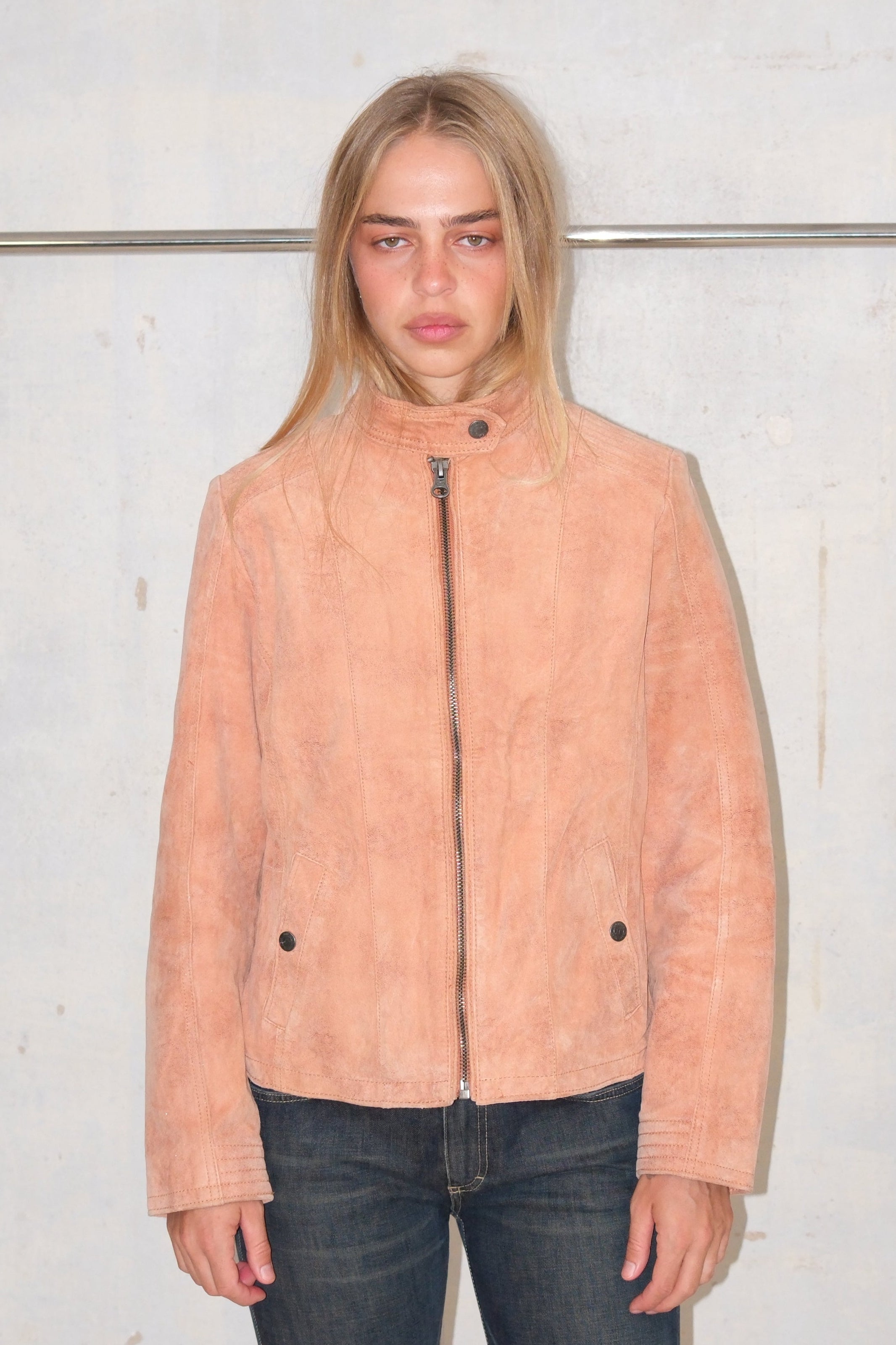 Peach Pink Suede Jacket