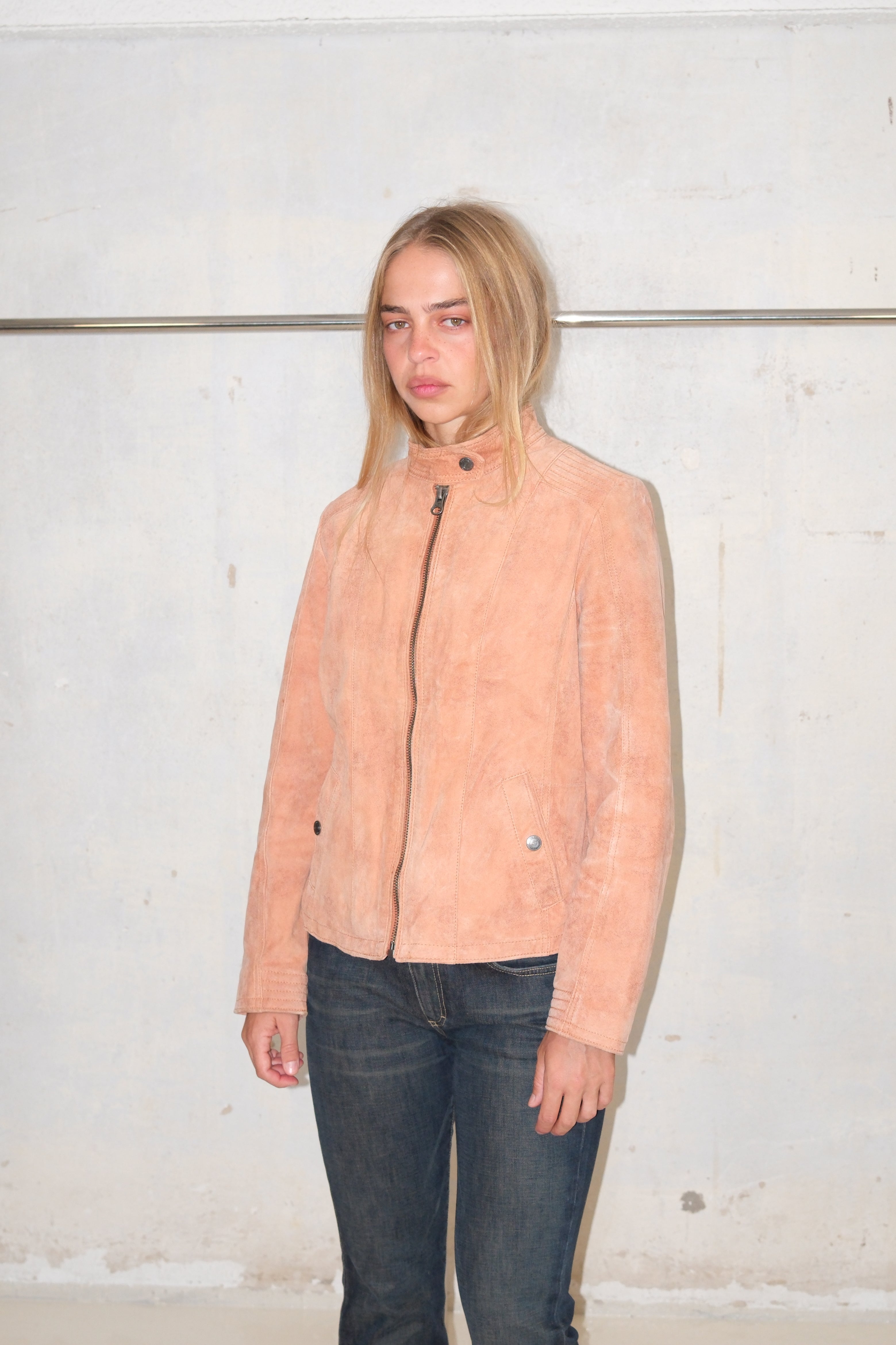 Peach Pink Suede Jacket