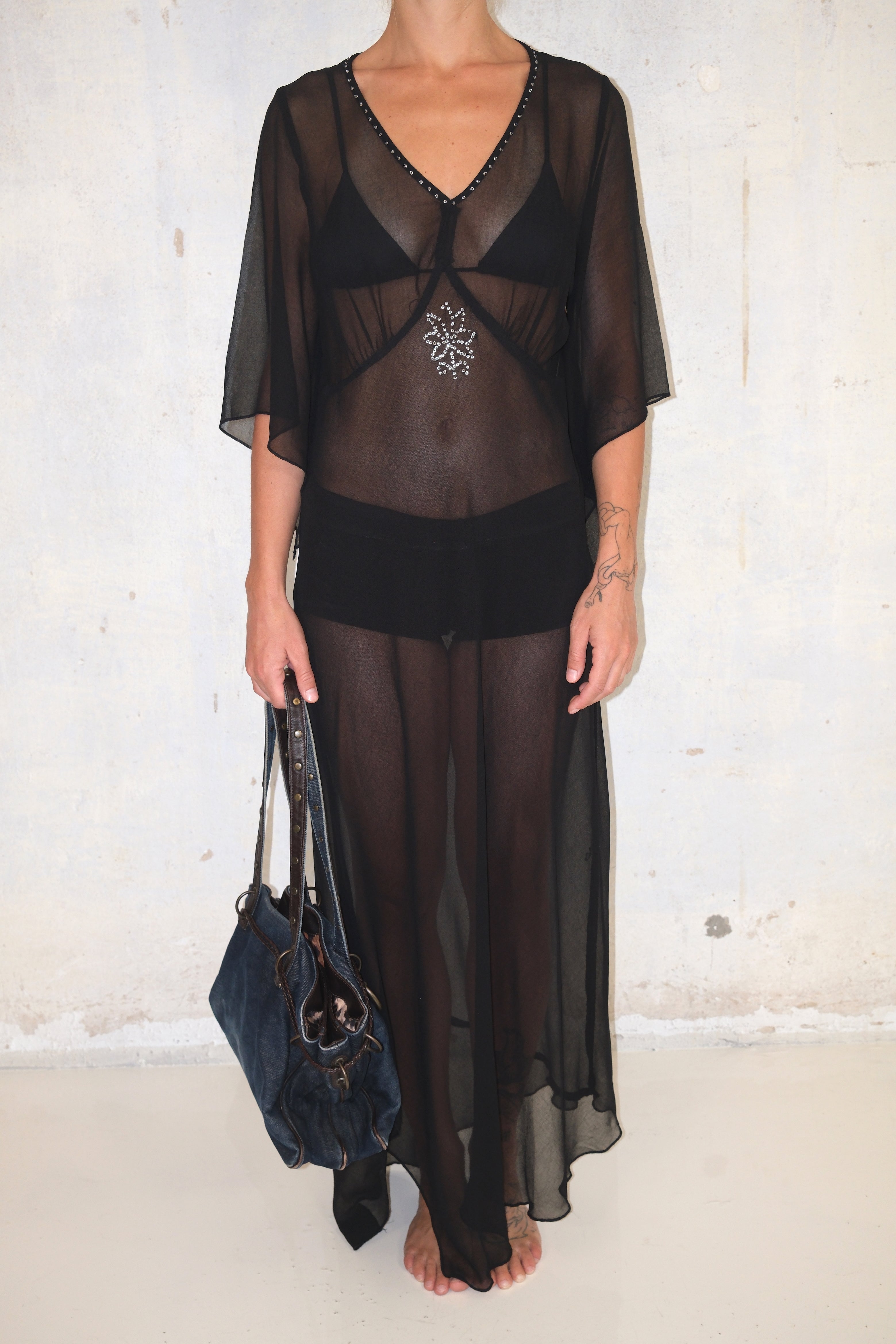 Sheer Long Dress With Detail