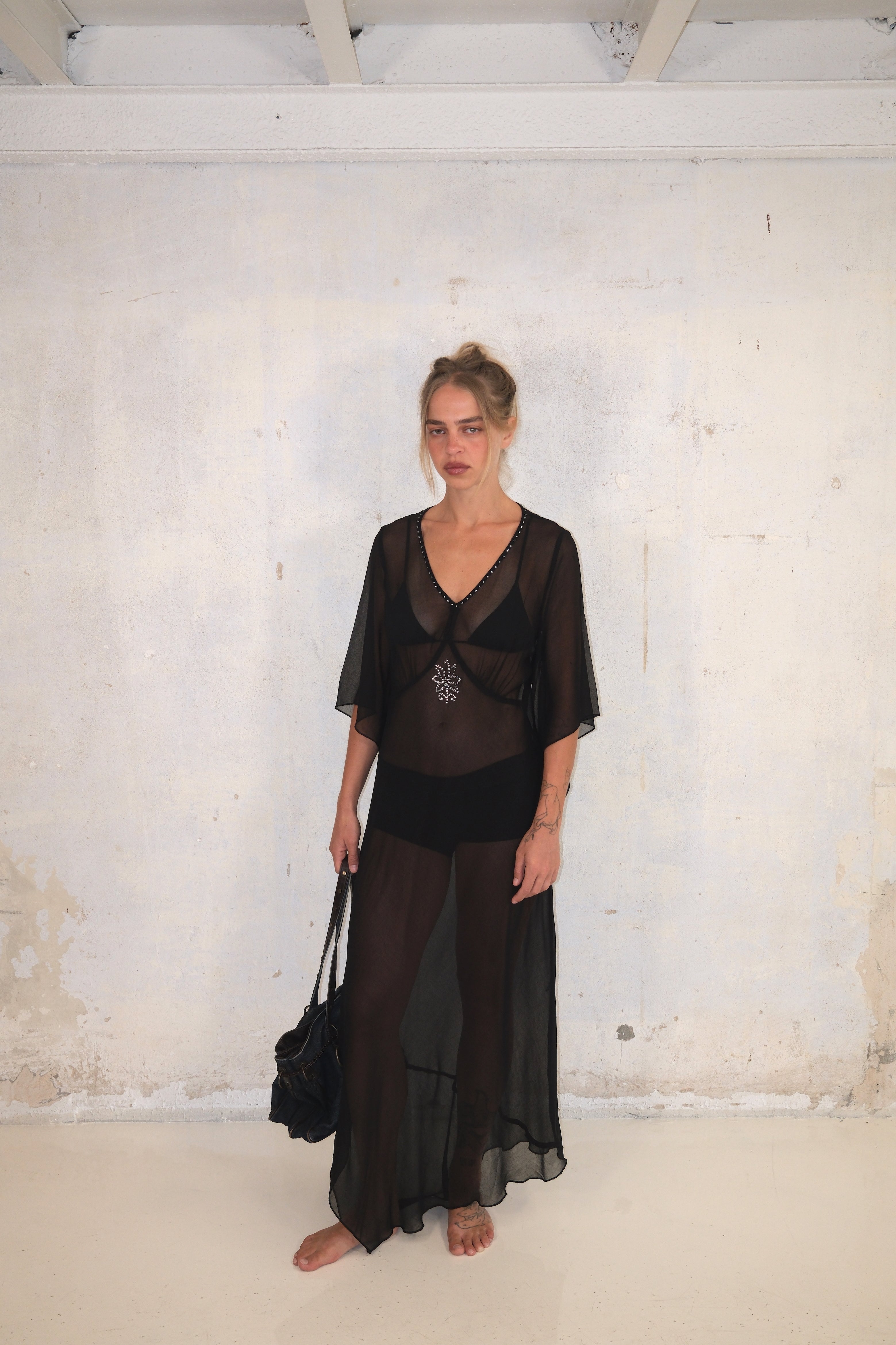 Sheer Long Dress With Detail