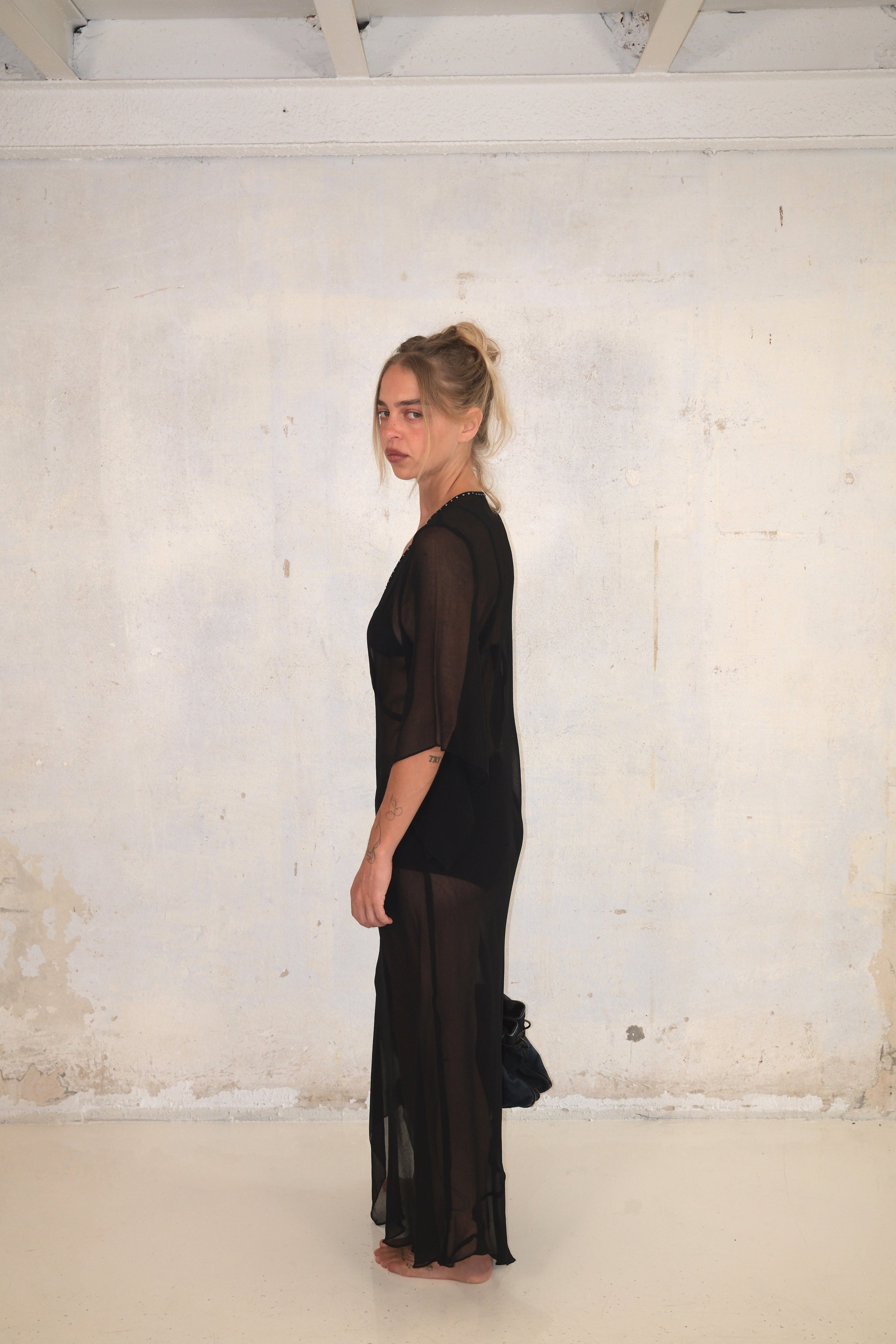 Sheer Long Dress With Detail