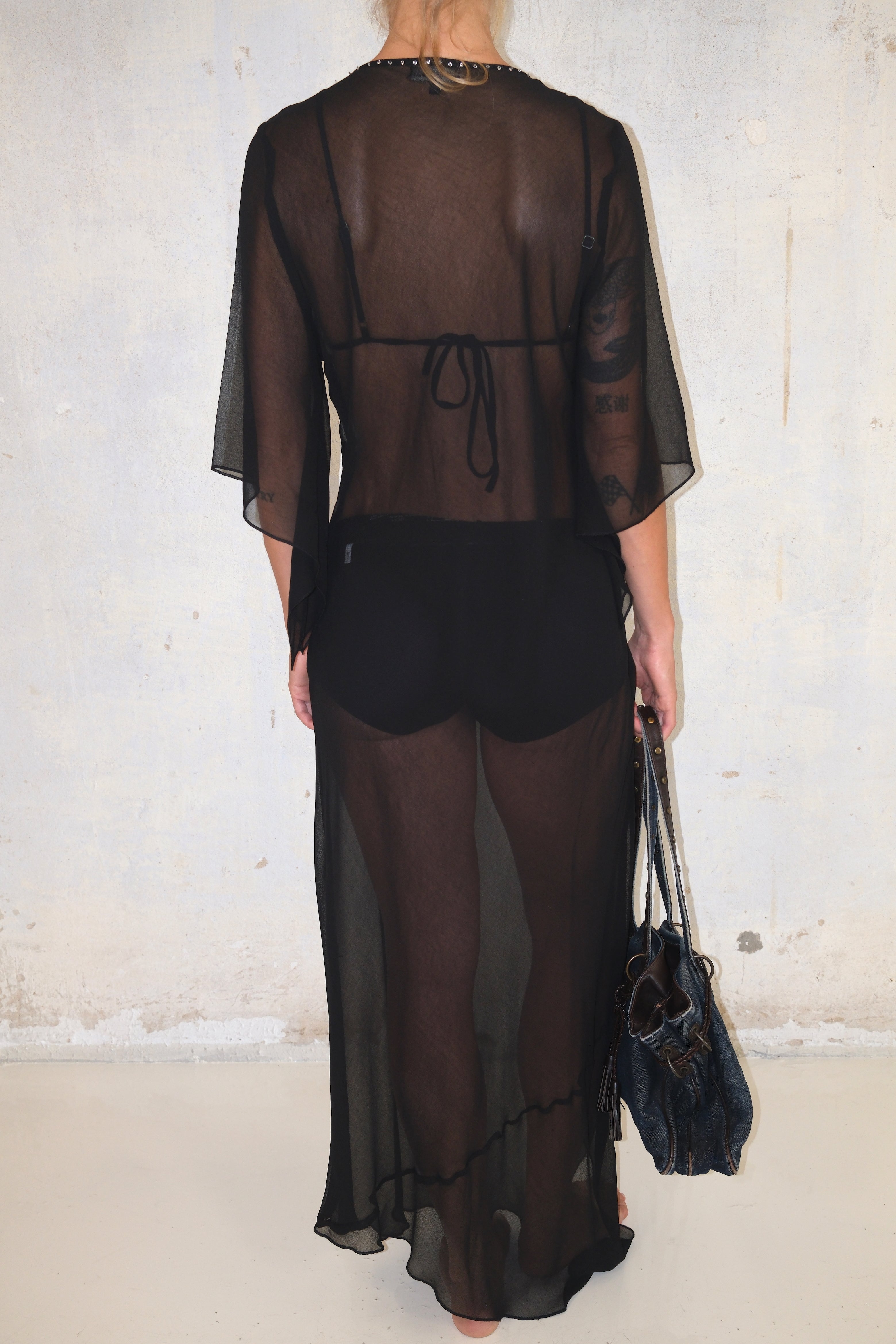 Sheer Long Dress With Detail