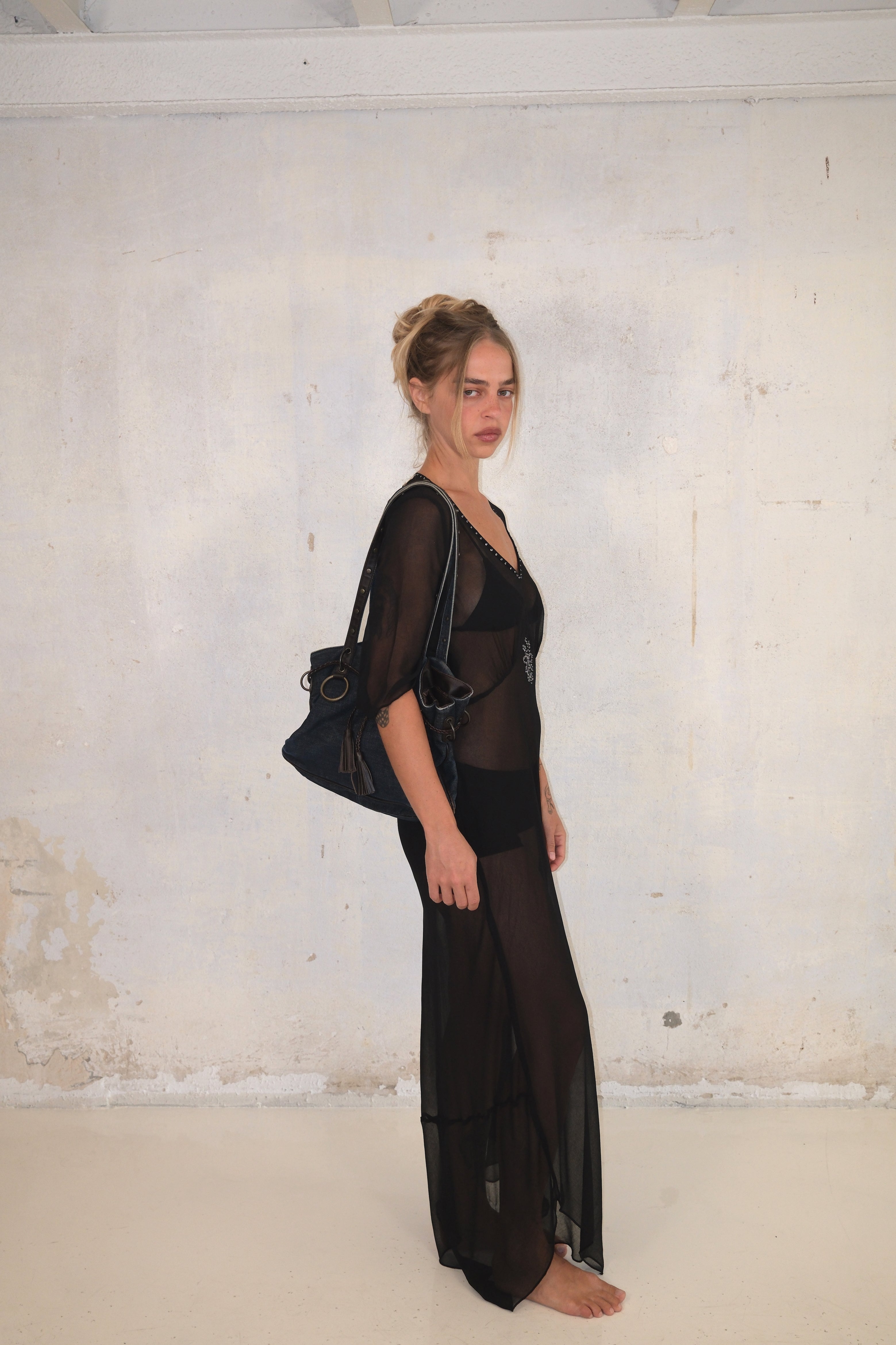 Sheer Long Dress With Detail