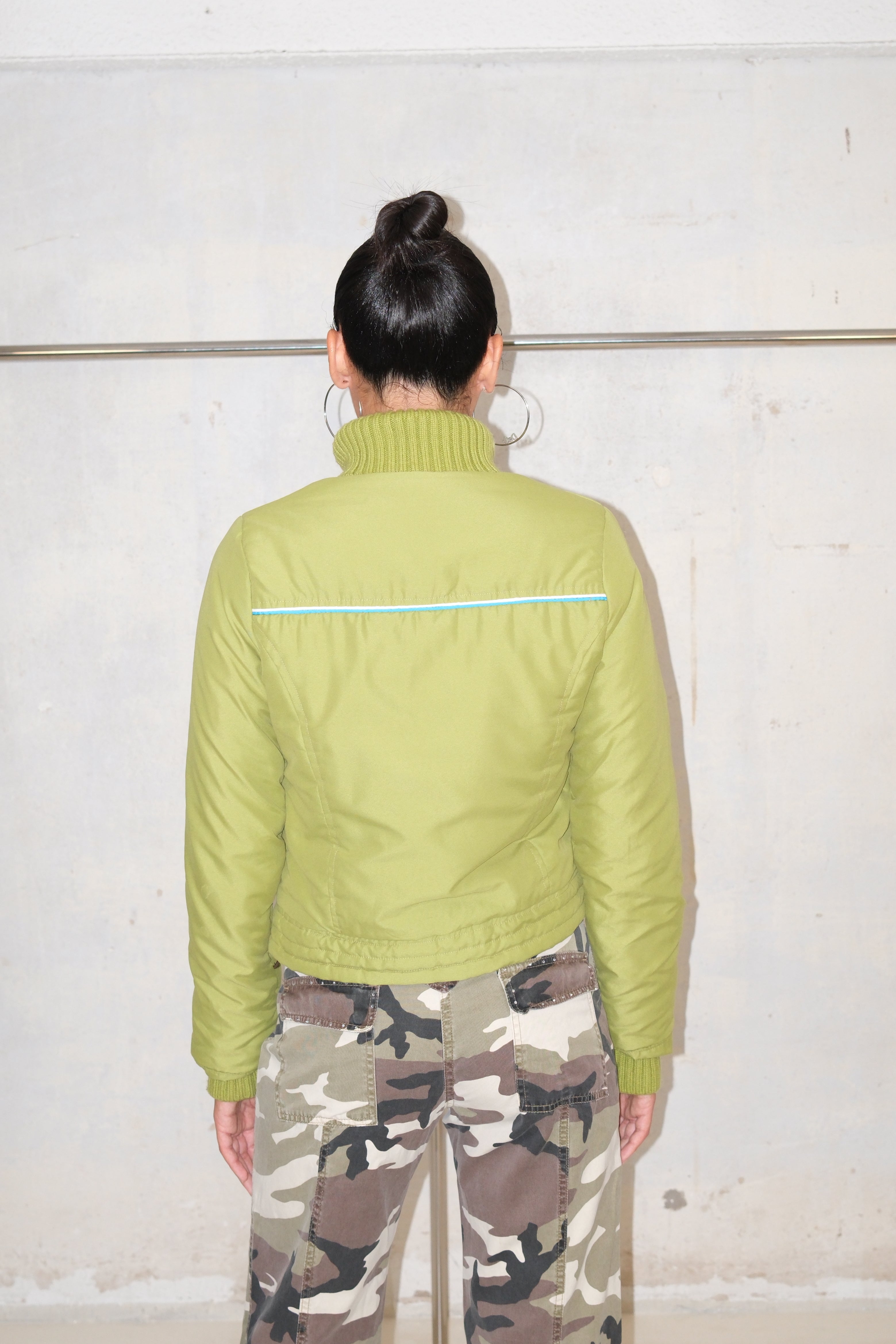 Neon Green Cropped Puffer Jacket