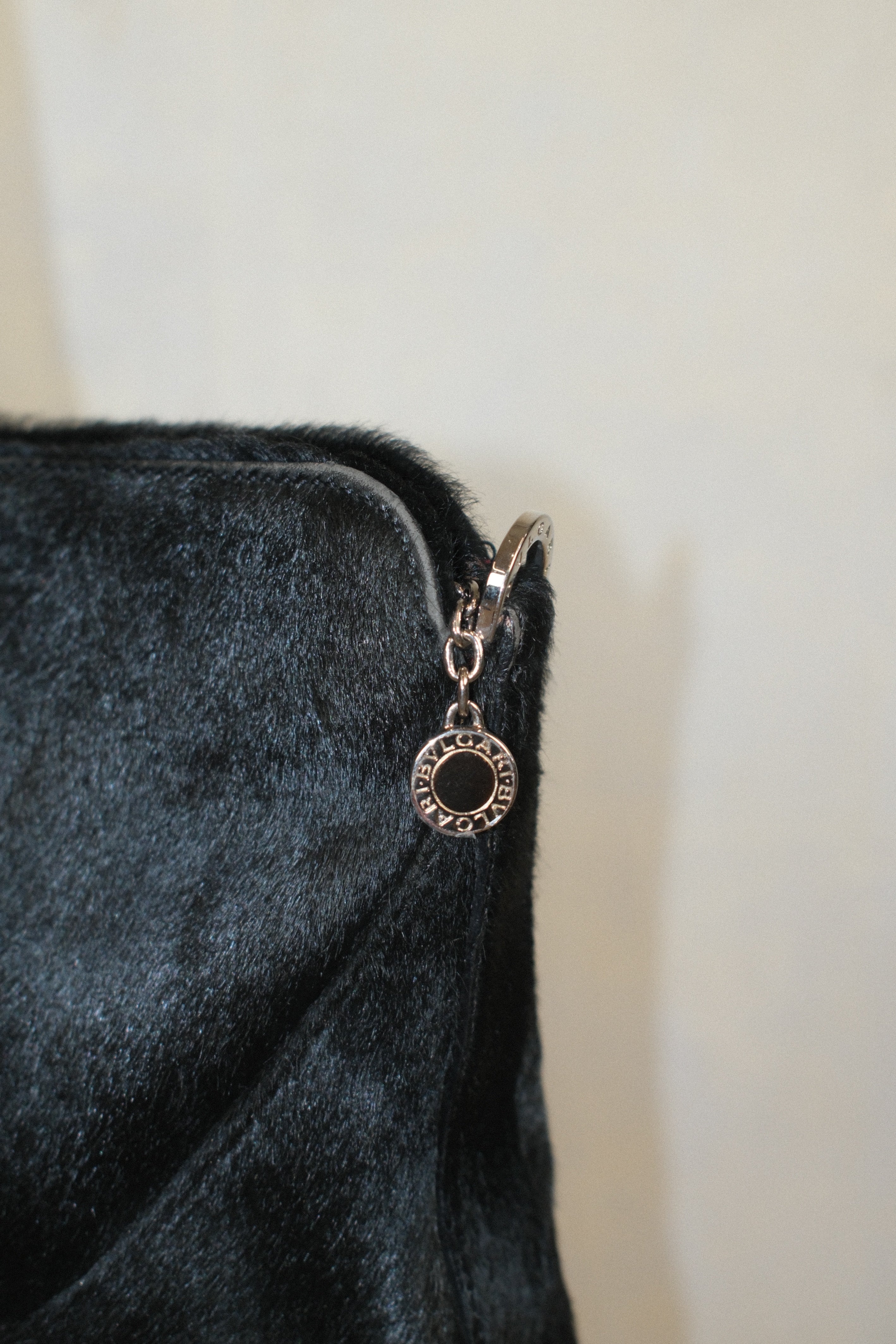 BVLGARI BLACK PONY HAIR LEATHER HANDBAG