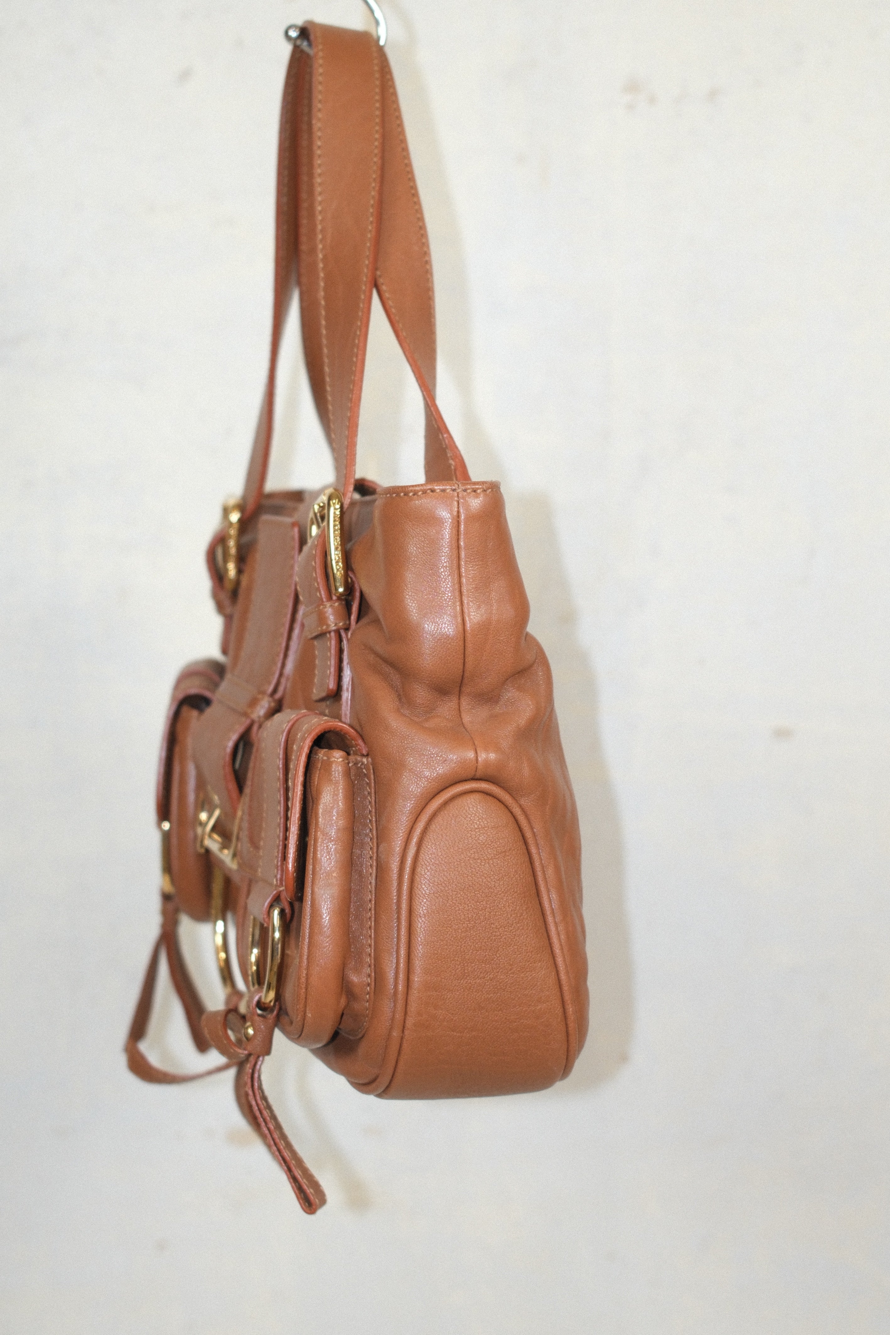 DOLCE & GABBANA CARAMEL LEATHER HANDBAG WITH GOLD HARDWARE