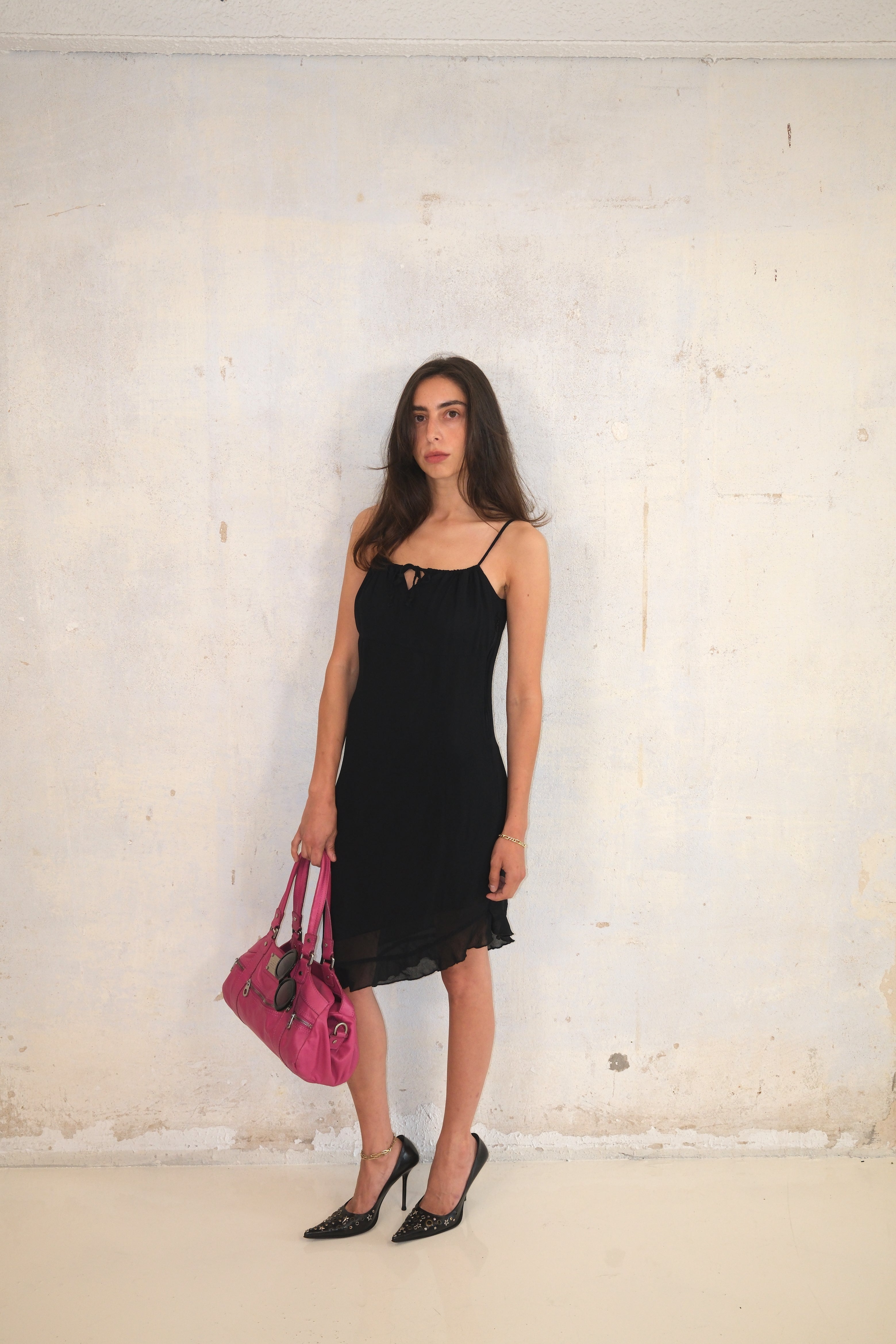 Black Mini Dress With Front Tie