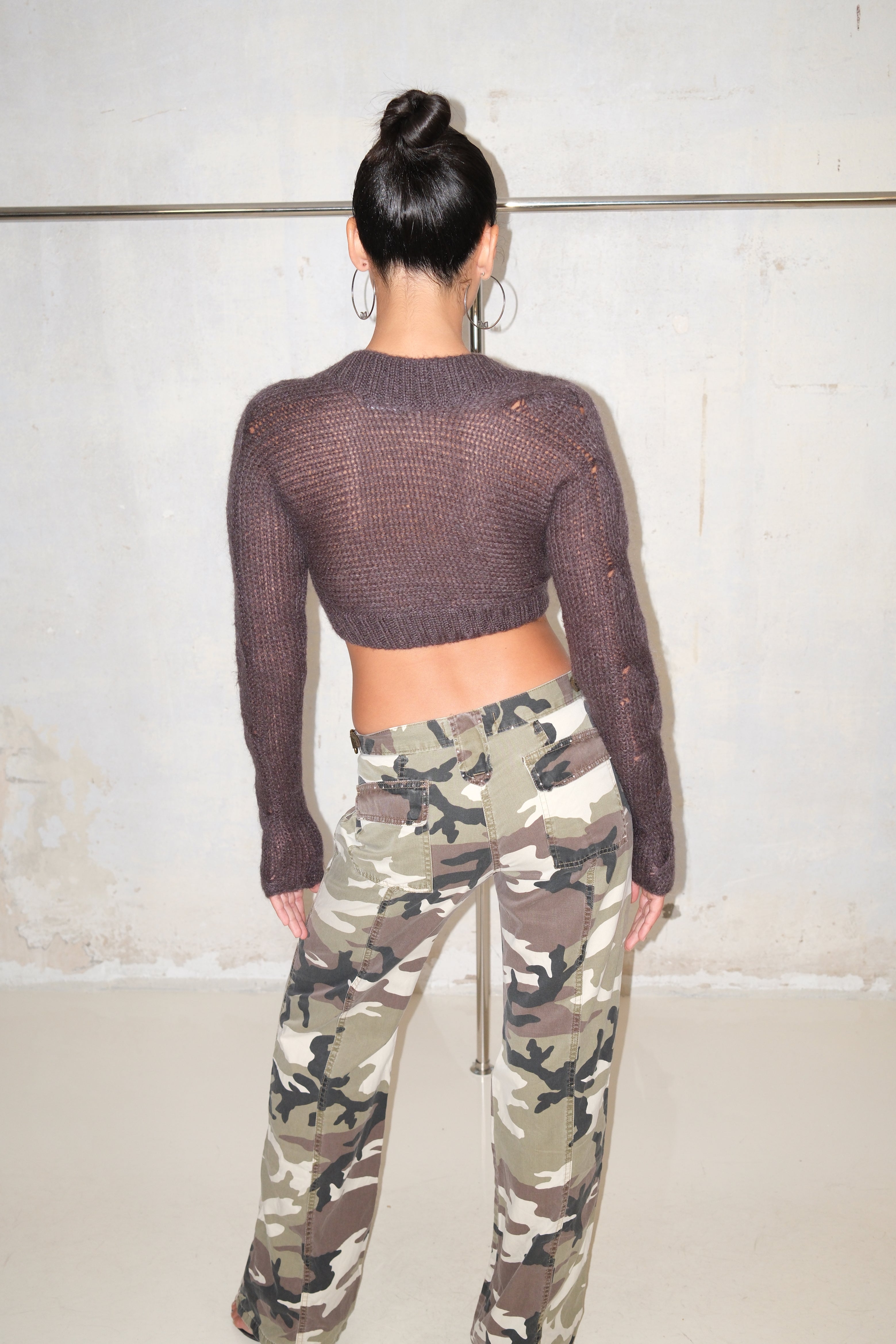 SISLEY GRAY OPEN KNIT SHRUG