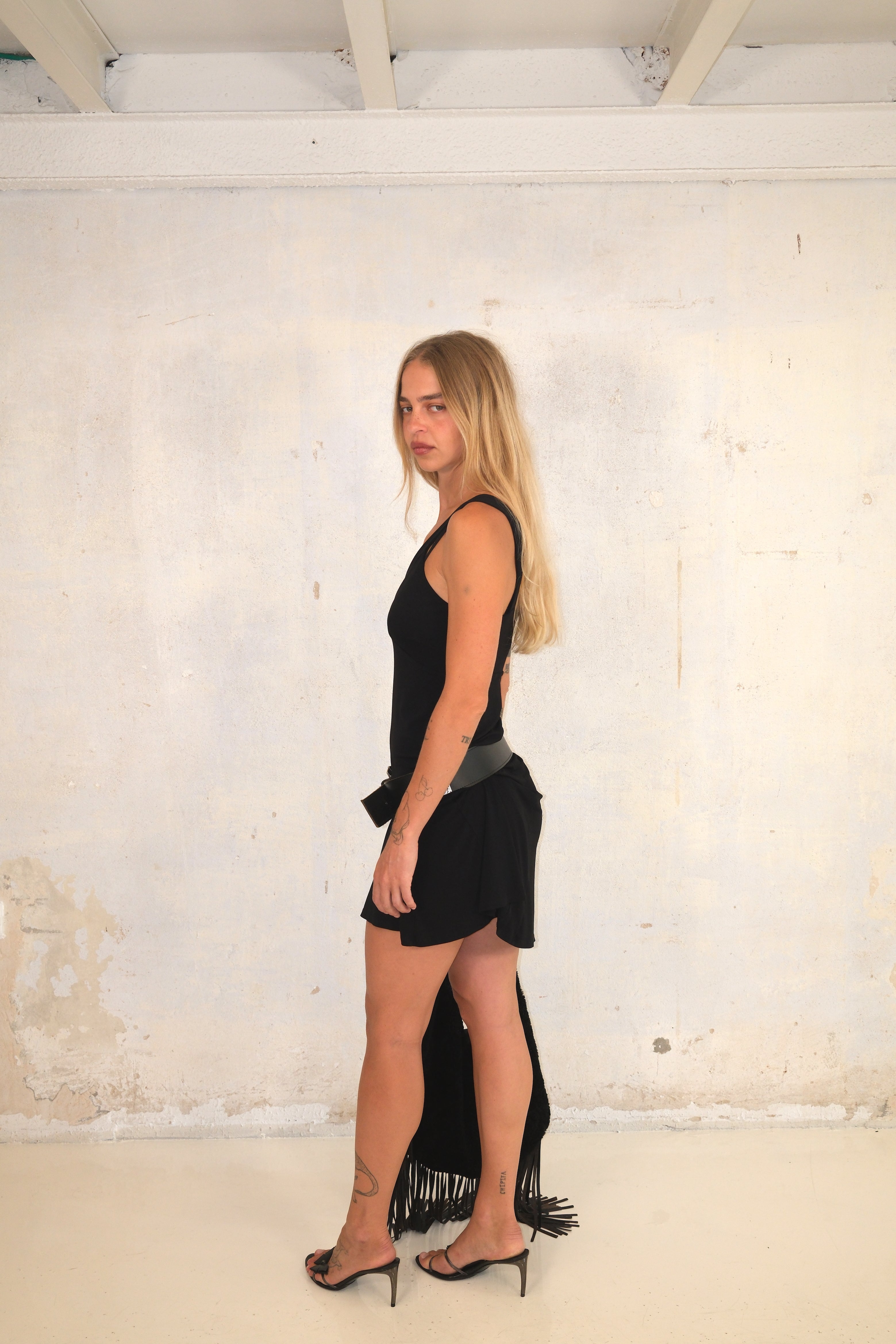 Black Midi Dress With V-Neck