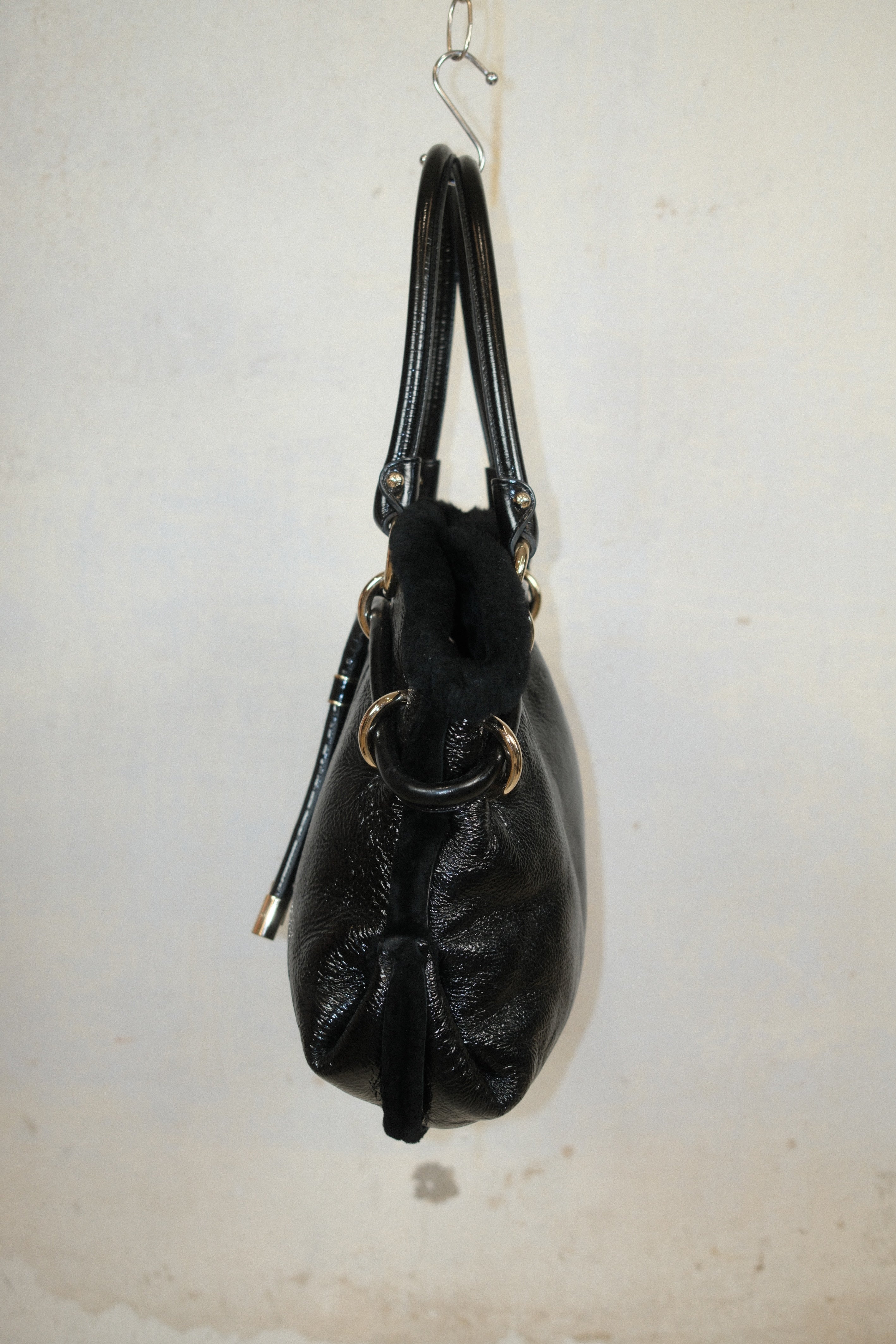 BALLY PATENT LEATHER BAG WITH GOLD HARDWARE