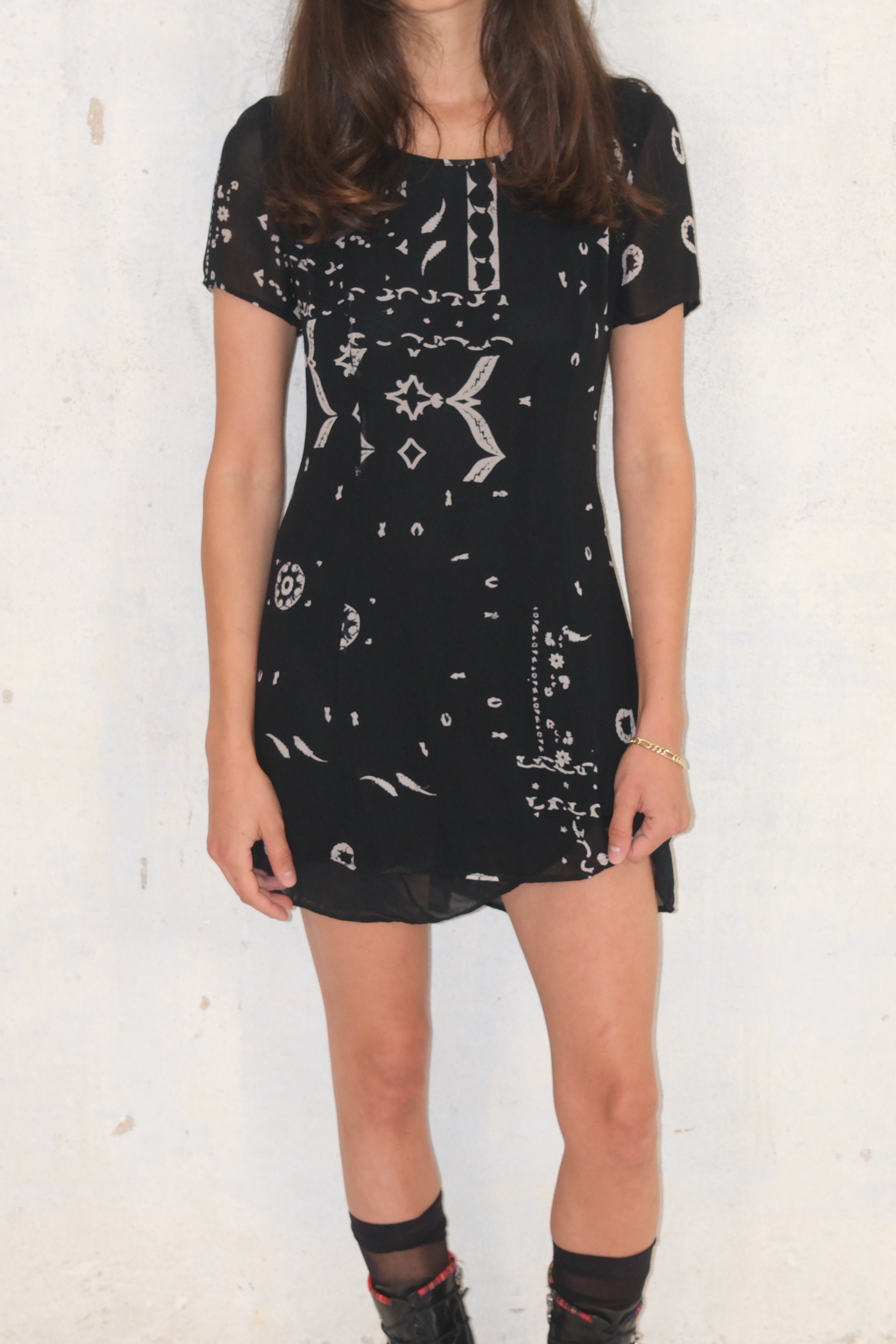 Printed Mini Dress With Short Sleeves