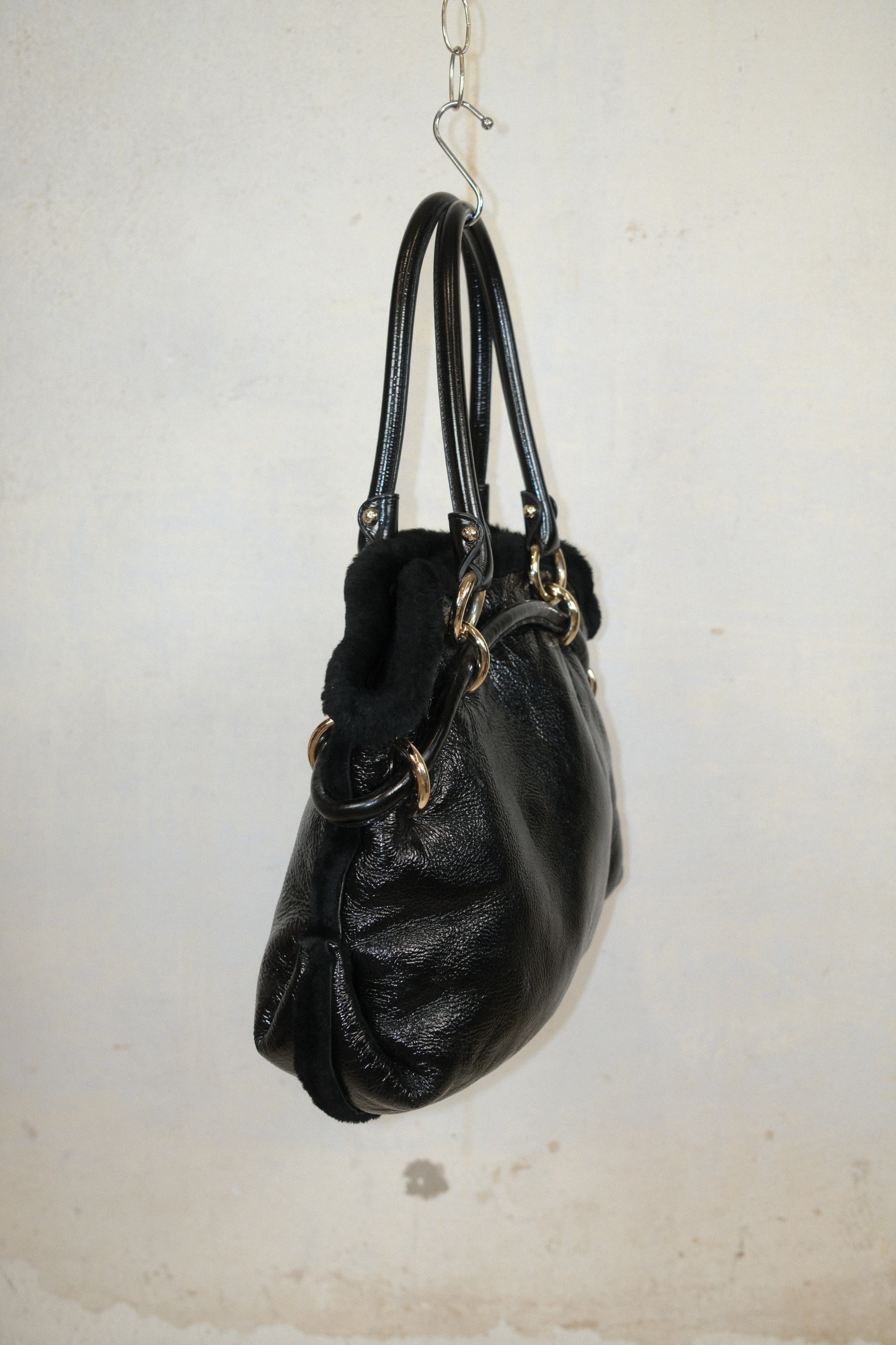 BALLY PATENT LEATHER BAG WITH GOLD HARDWARE