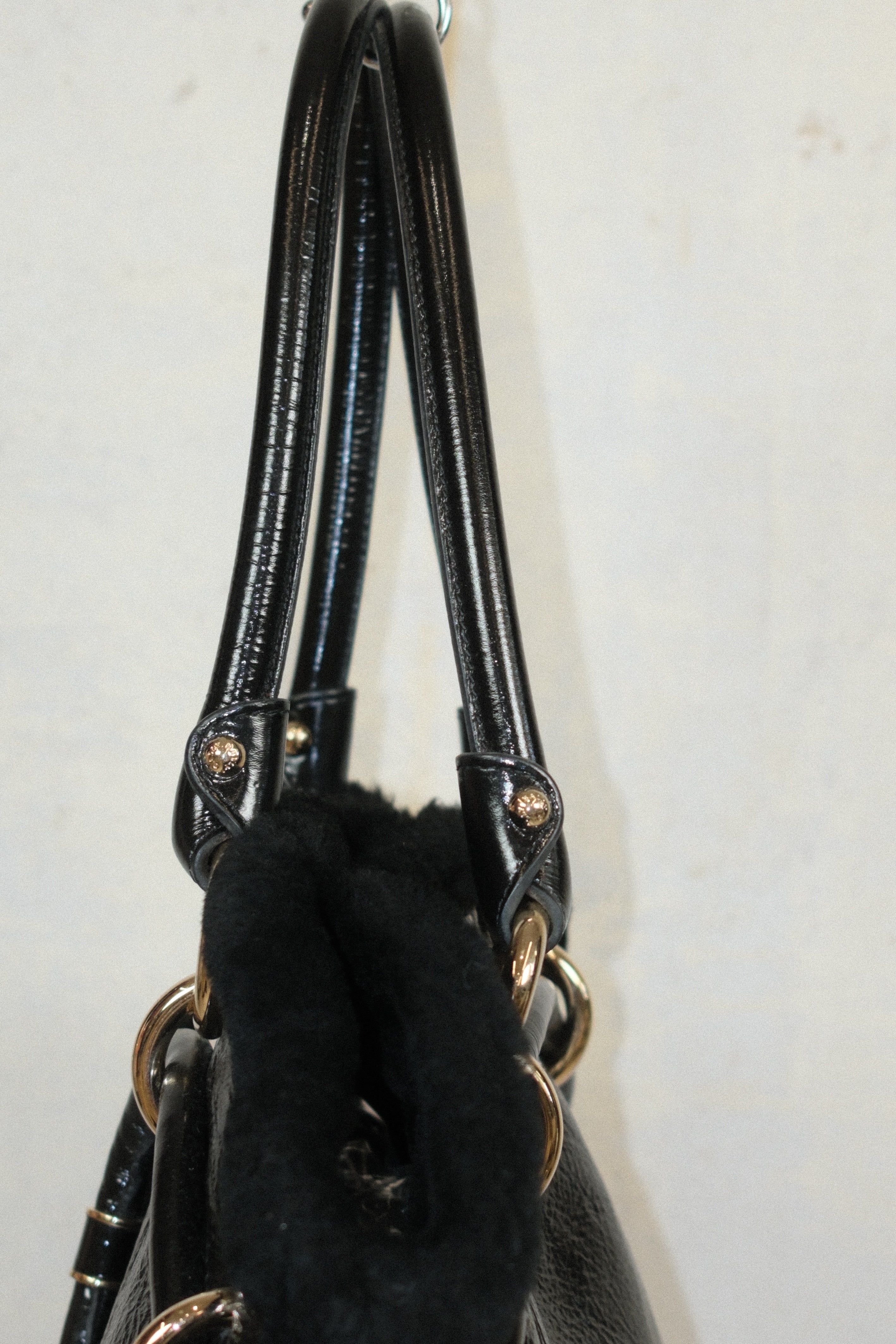 BALLY PATENT LEATHER BAG WITH GOLD HARDWARE