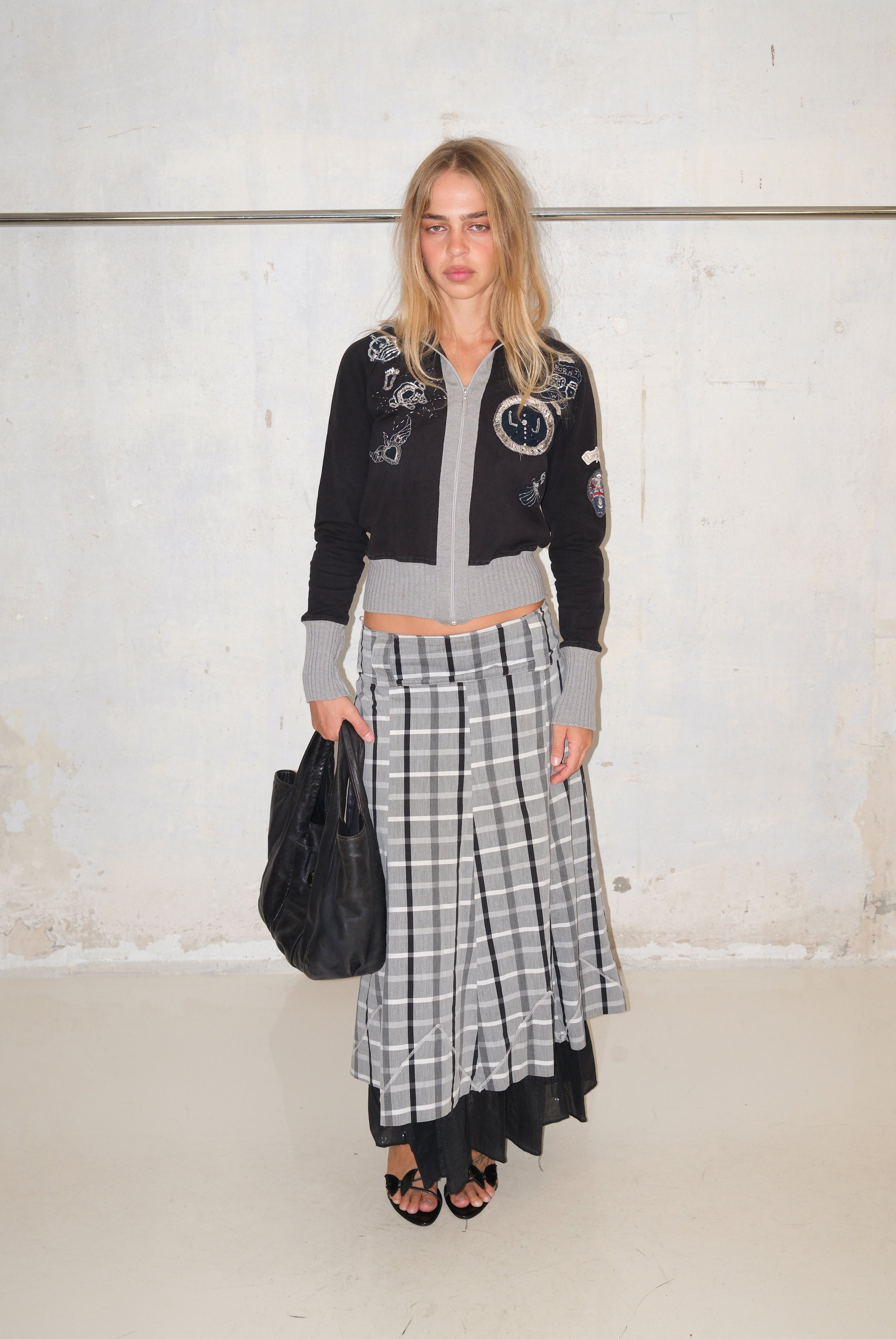 Long Plaid Skirt With Layers