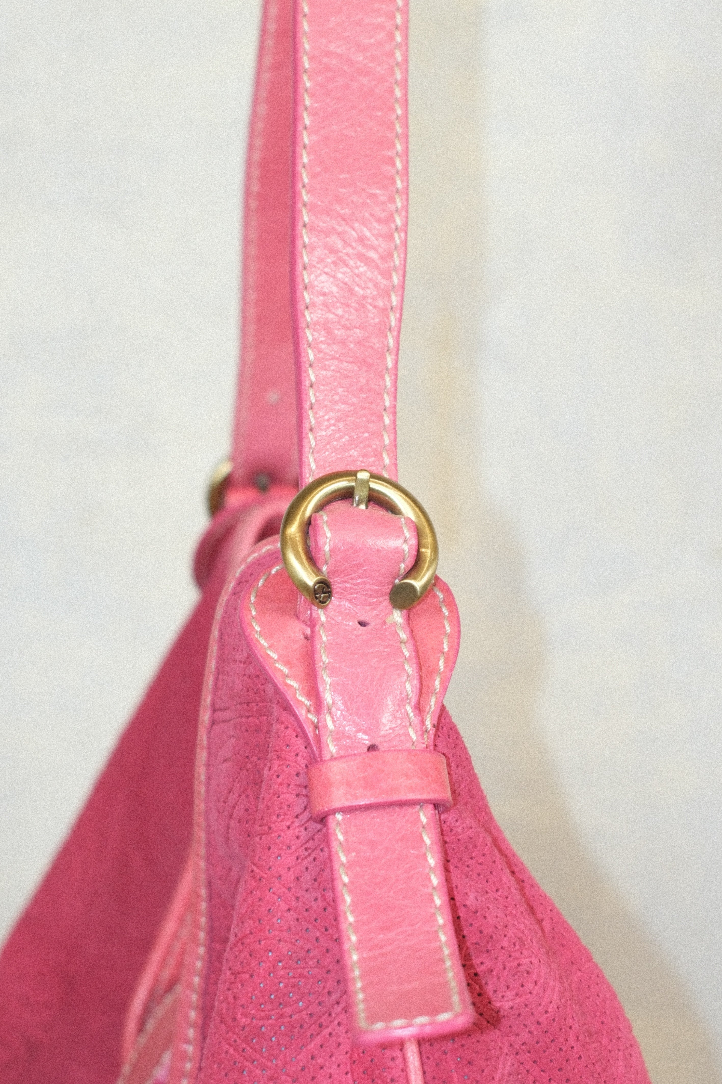 FRANCESCO BIASIA HOT PINK LEATHER AND SUEDE BAG
